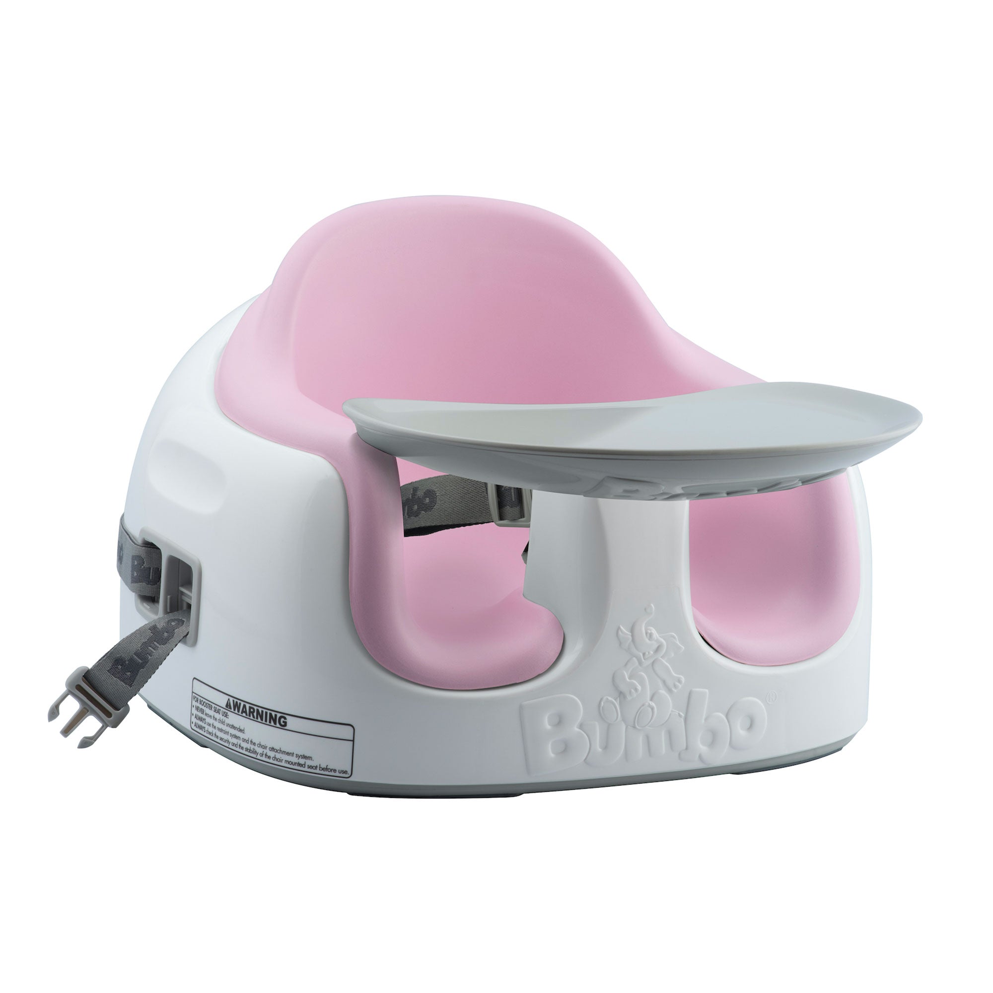 Bumbo Baby Toddler Adjustable 3-in-1 Booster Seat/High Chair & Tray, Cradle Pink