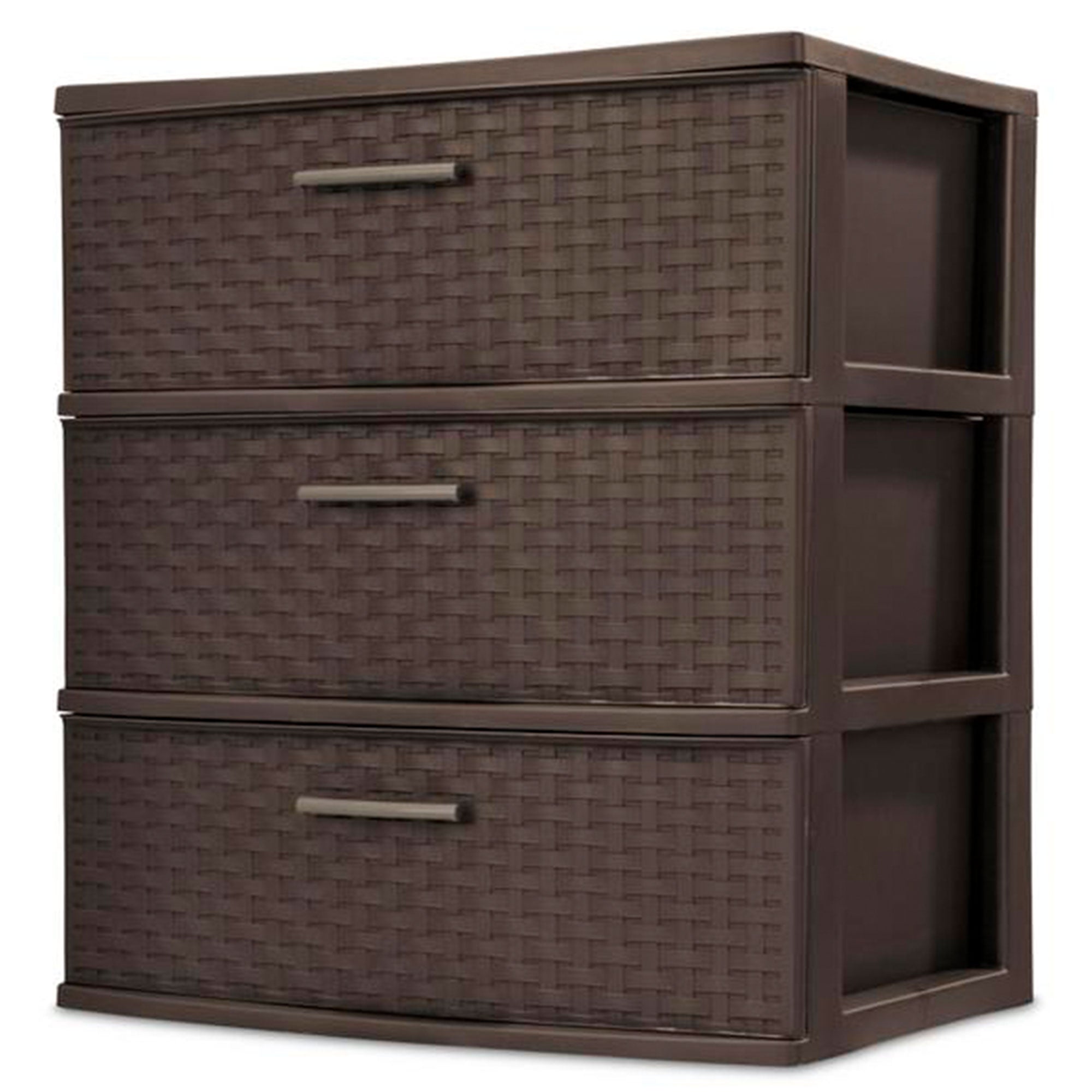 Sterilite 3 Drawer Wide Weave Storage Tower, Plastic Organizer Drawers, Brown - Smart-nests