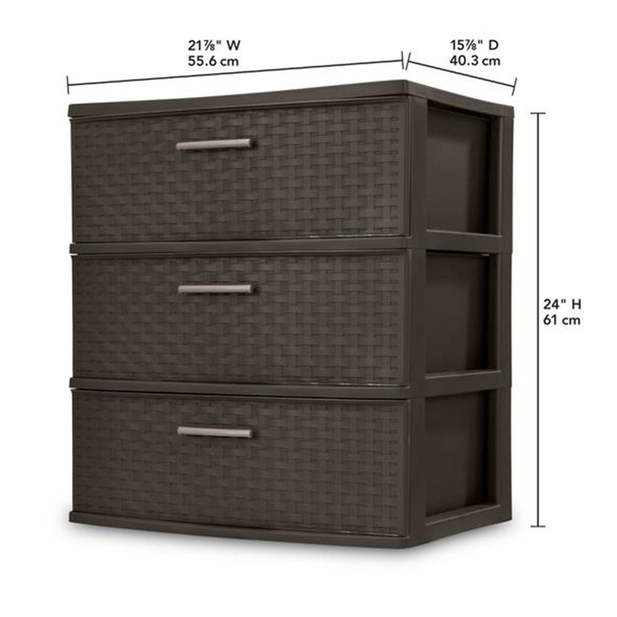 Sterilite 3 Drawer Wide Weave Storage Tower, Plastic Organizer Drawers, Brown - Smart-nests