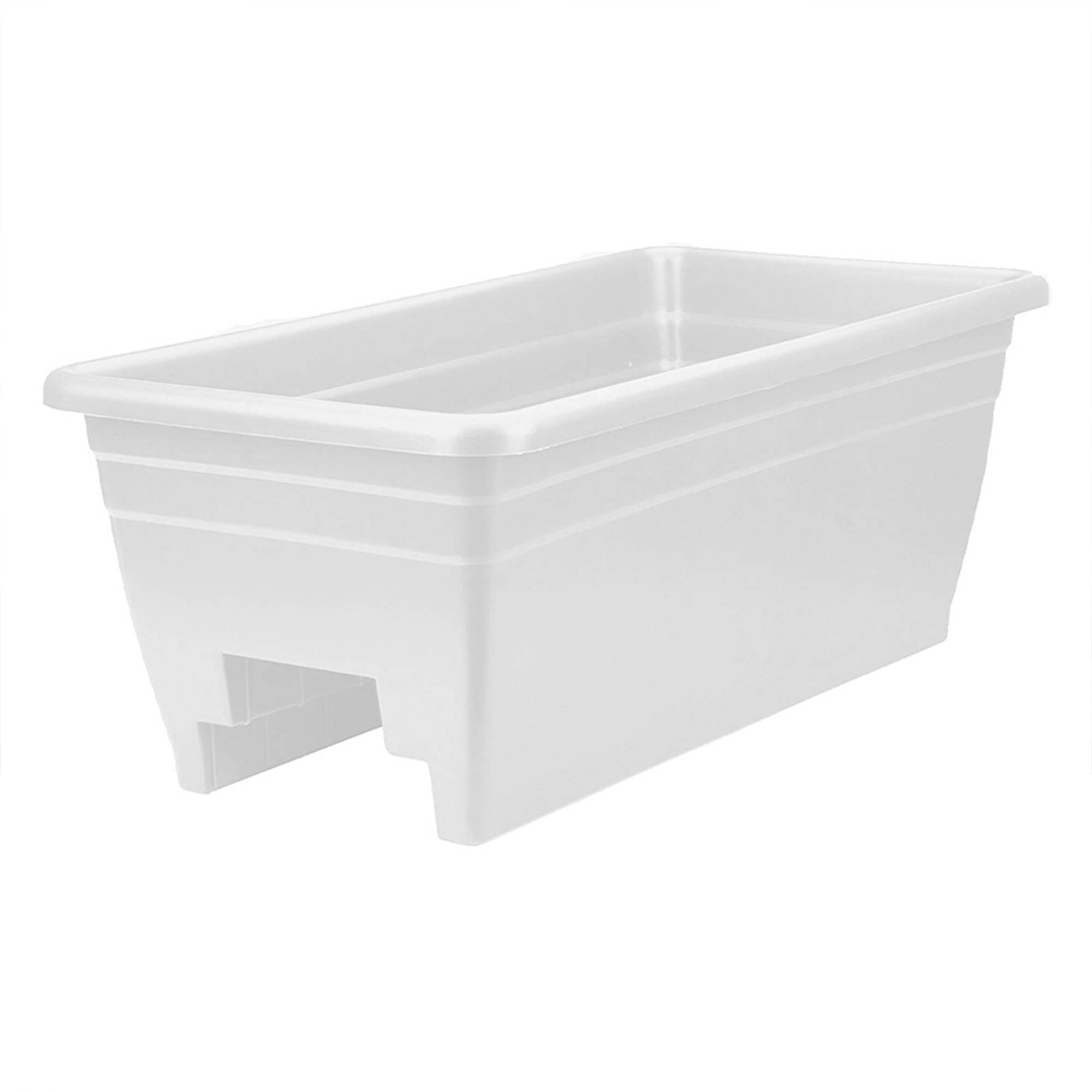 HC Companies 24 Inch Deck Rail Box Planter with Drainage Holes, White (4 Pack) - Smart-nests