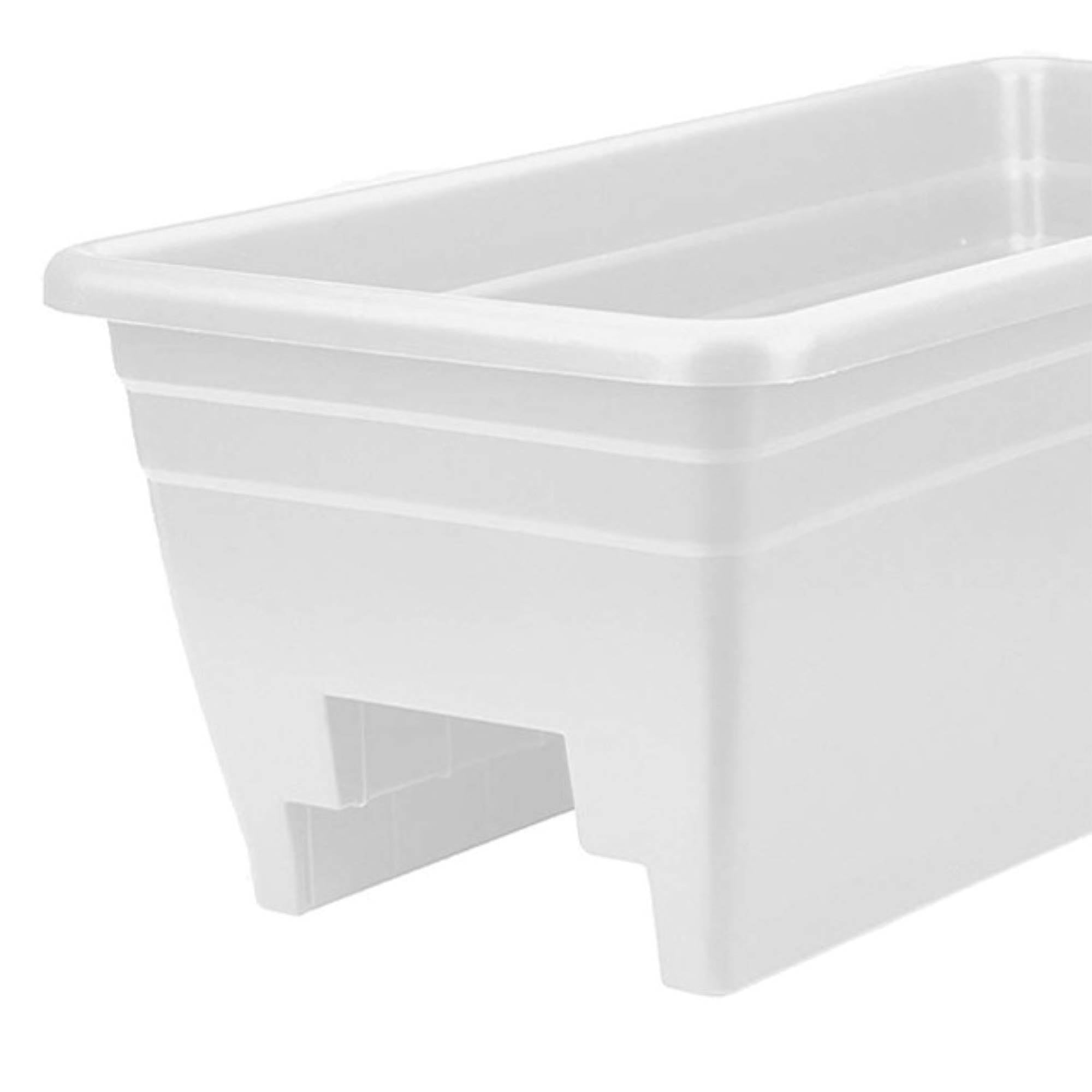 HC Companies 24 Inch Deck Rail Box Planter with Drainage Holes, White (4 Pack) - Smart-nests