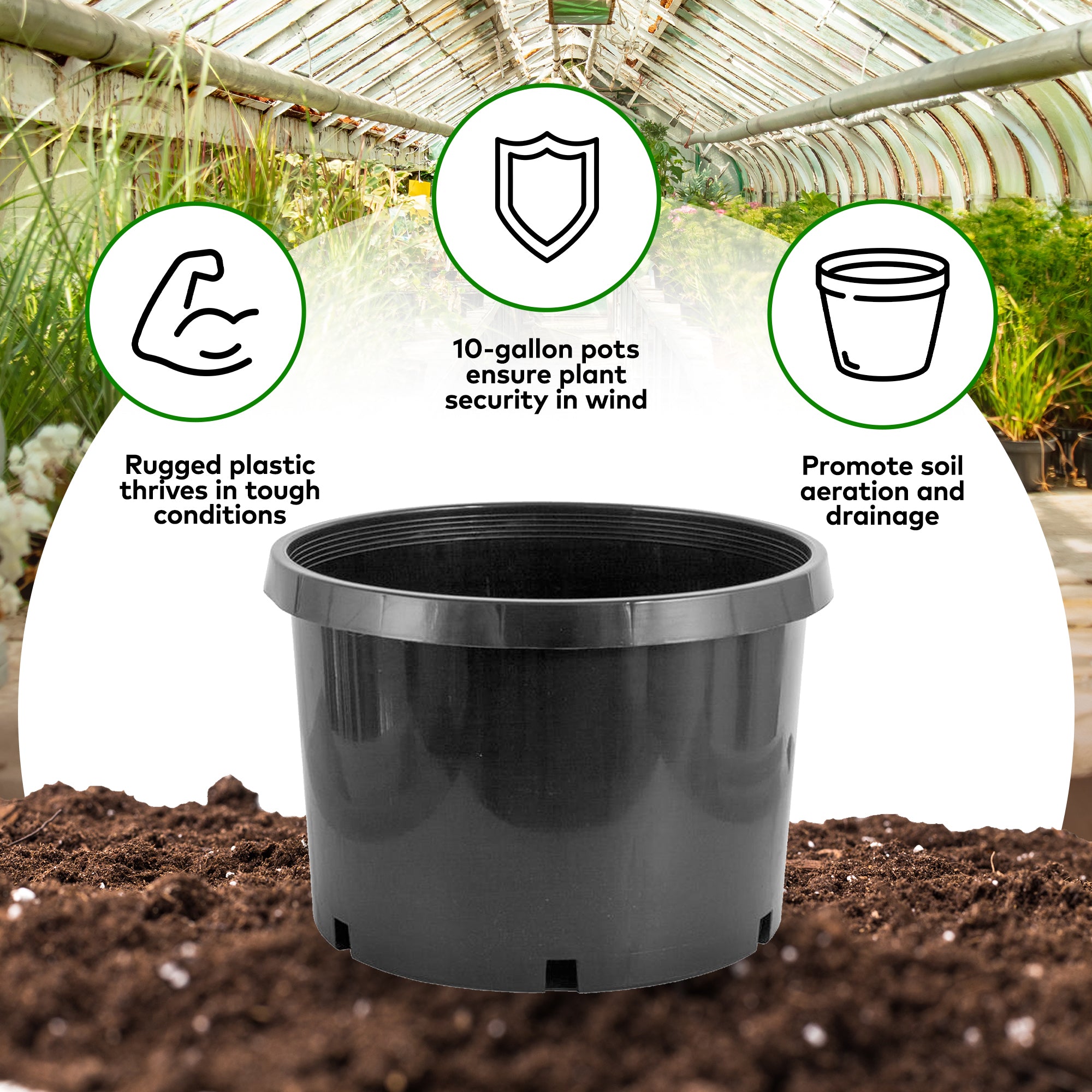 Pro Cal 10 Gallon Premium Nursery Black Plastic Planter Garden Grow Pots, 5 Pack - Smart-nests