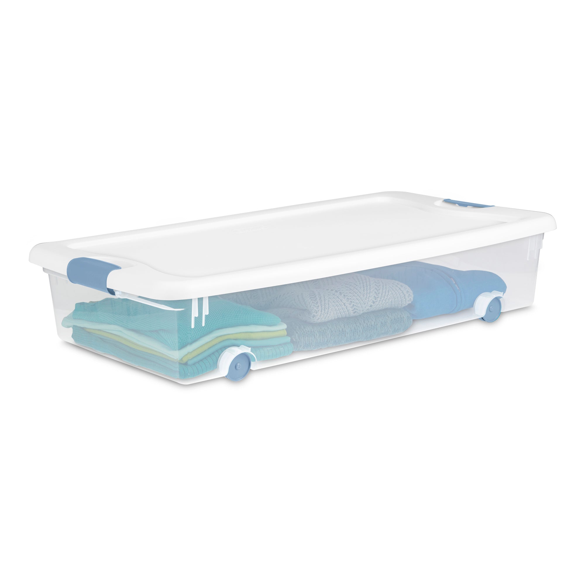Sterilite 56 Quart Latching Stackable Wheeled Storage Container w/ Lid, (4 Pack) - Smart-nests
