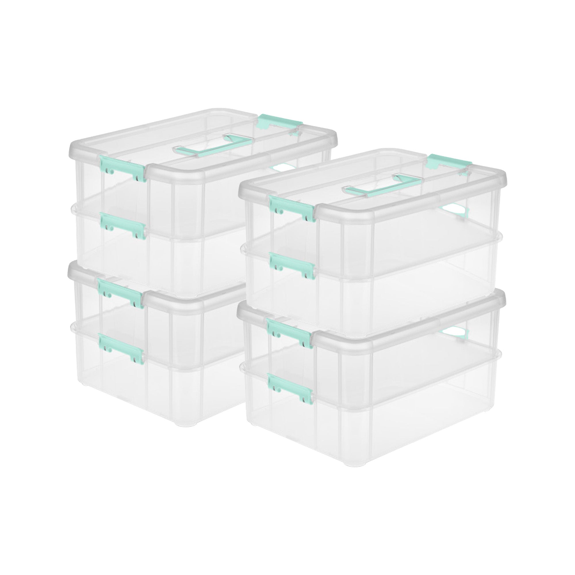 Sterilite Stack and Carry 2 Layer Handle Box Stackable Storage Container, 4 Pack - Smart-nests