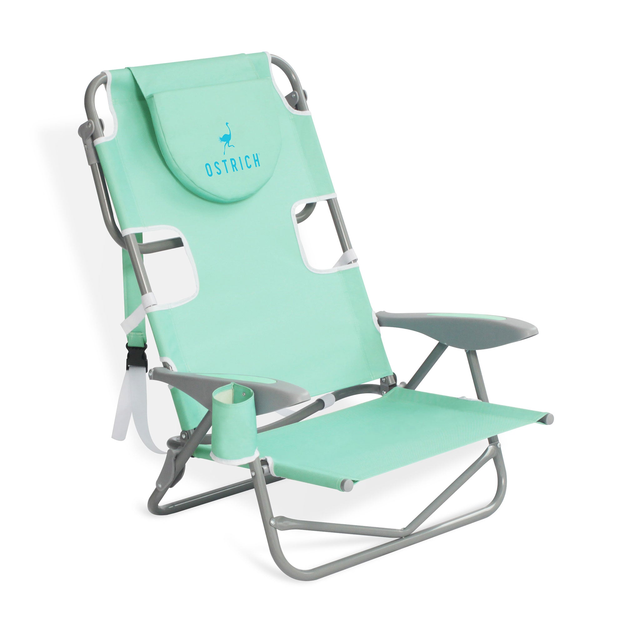 Ostrich On-Your-Back Outdoor Reclining Beach Lounge Pool Camping Chair, Teal - Smart-nests