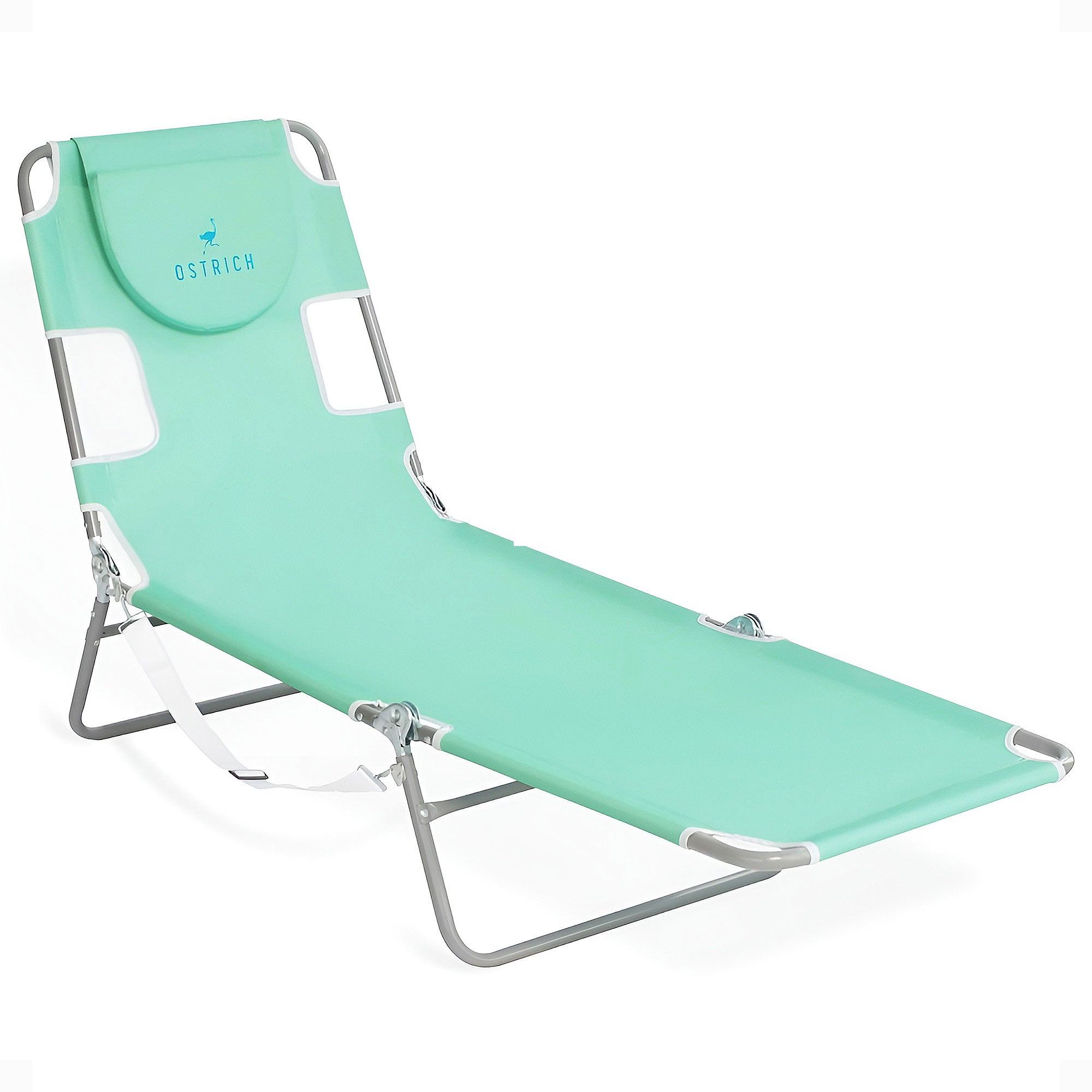 Ostrich Chaise Lounge, Portable Facedown Beach Camping Pool Tanning Chair, Teal - Smart-nests