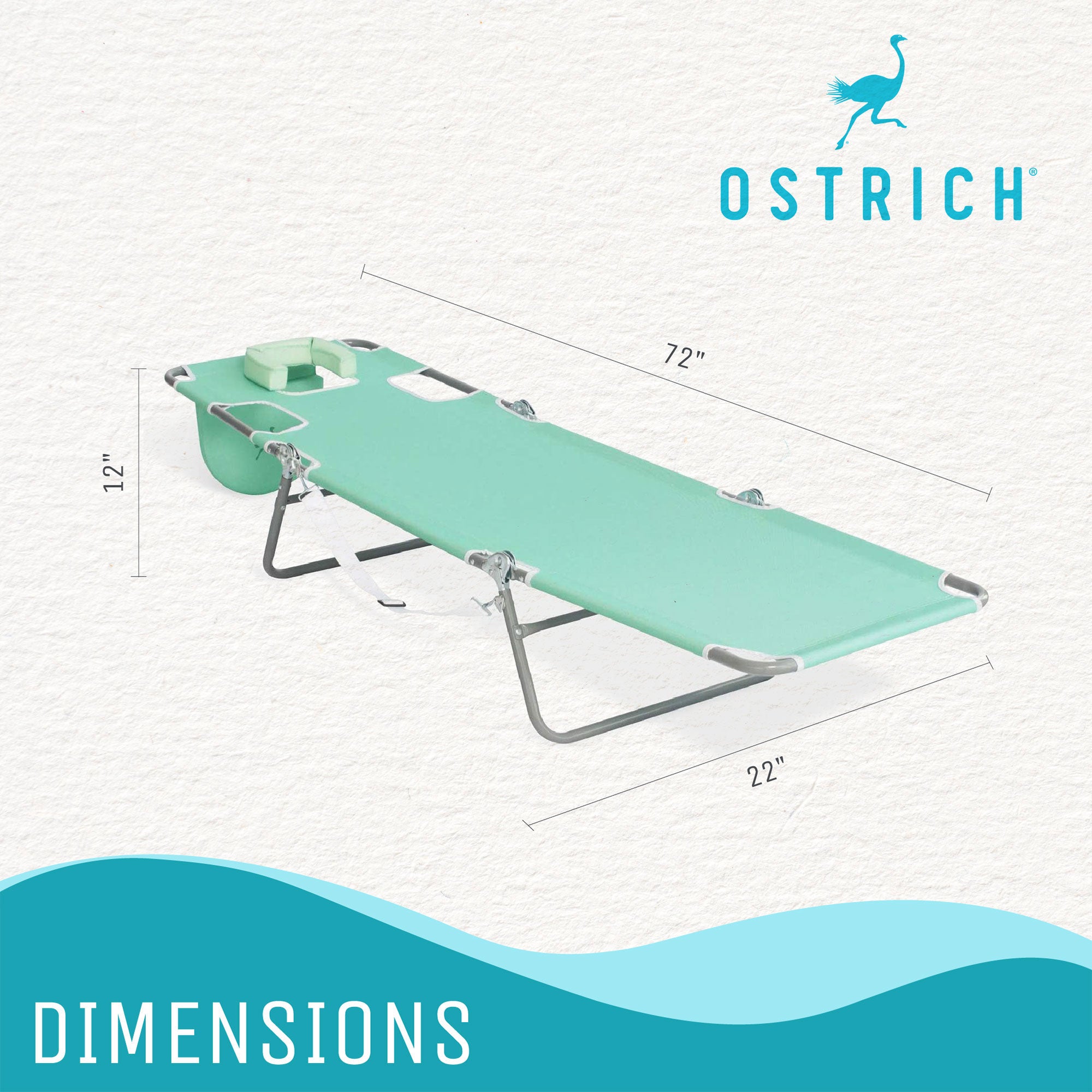Ostrich Chaise Lounge, Portable Facedown Beach Camping Pool Tanning Chair, Teal - Smart-nests