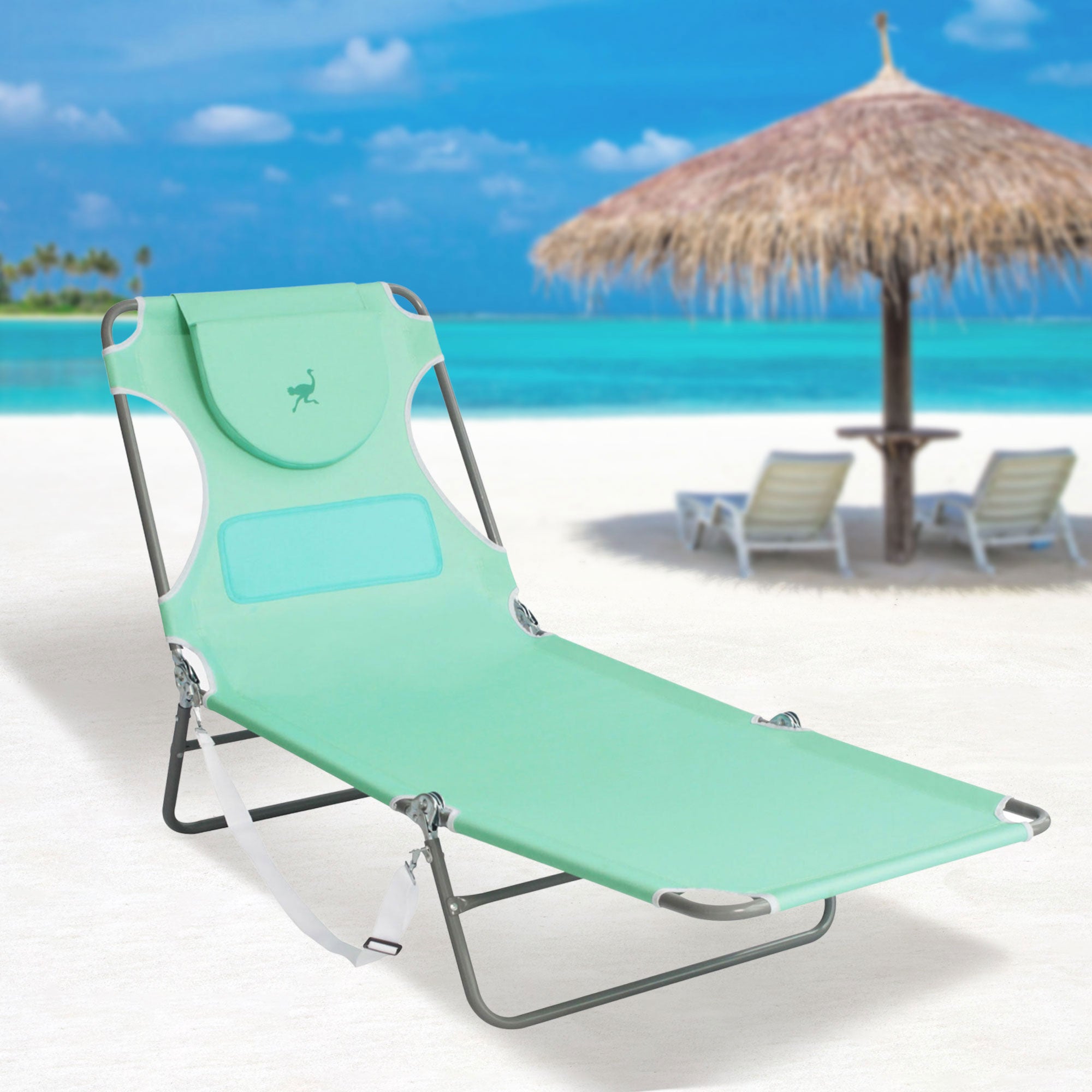 Ostrich Ladies Comfort Lounger, Portable Beach Camping Pool Tanning Chair, Teal - Smart-nests