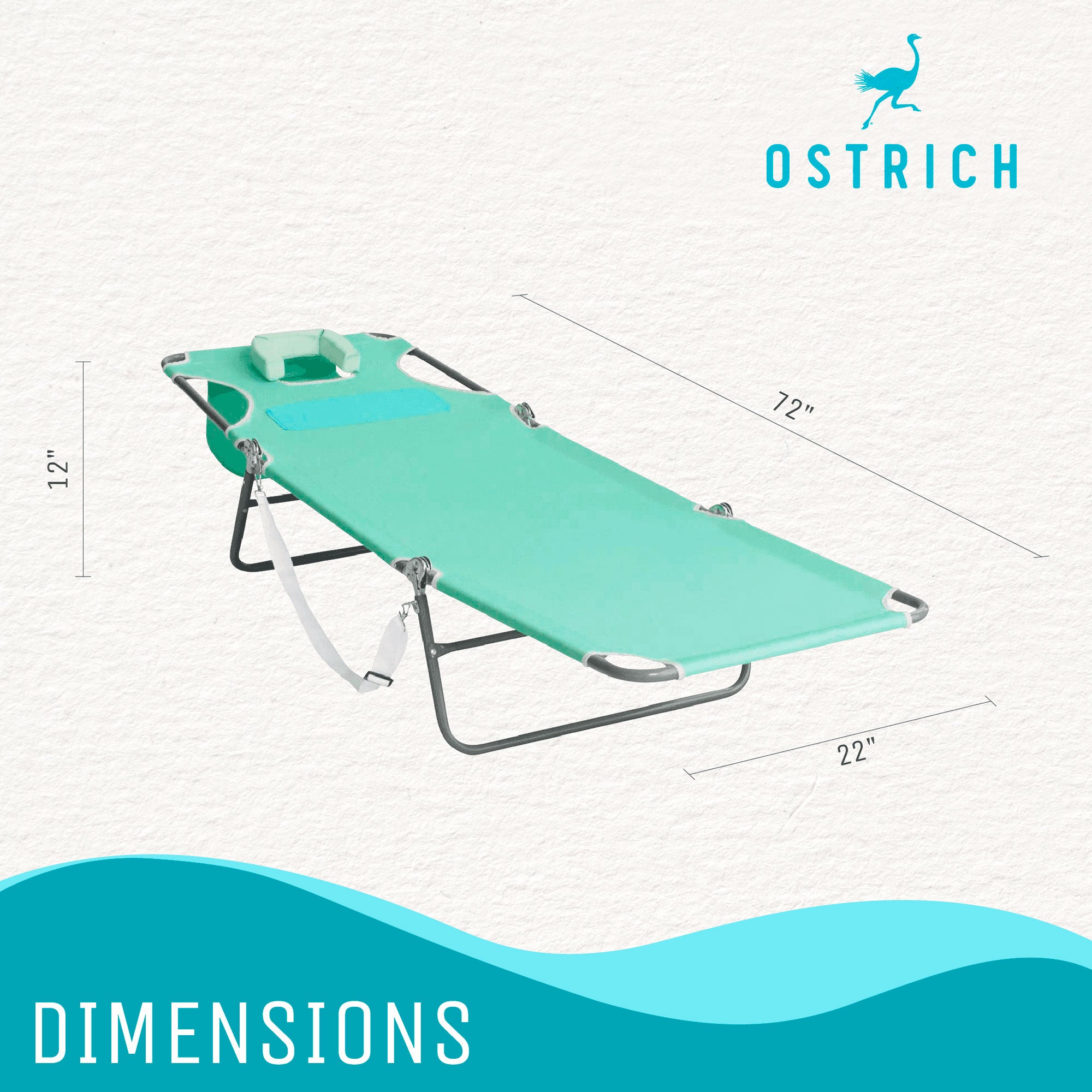 Ostrich Ladies Comfort Lounger, Portable Beach Camping Pool Tanning Chair, Teal - Smart-nests