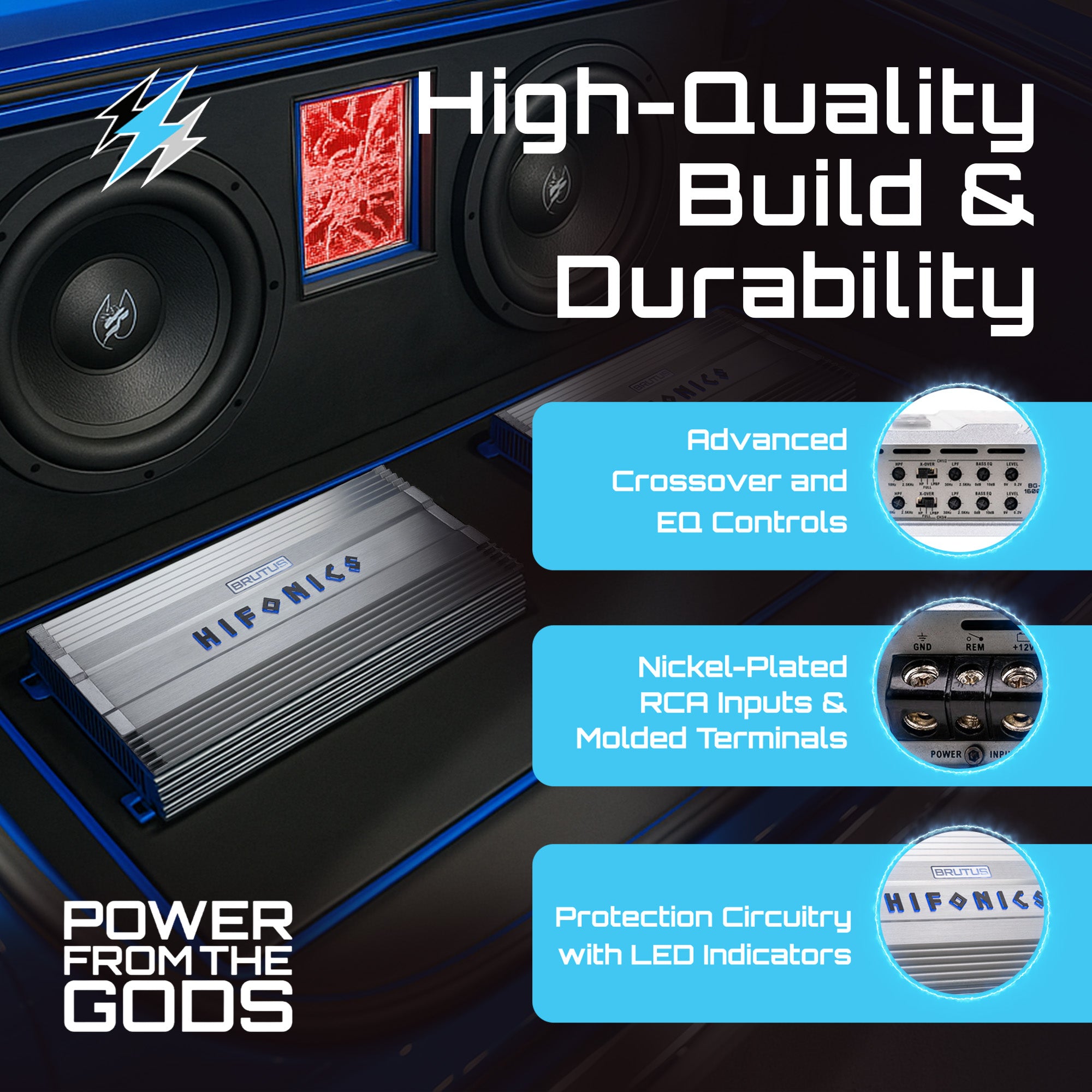 Hifonics BG-1900.1D Brutus Gamma Mono D 1900W Car Audio Subwoofer Amp, Bass Knob - Smart-nests