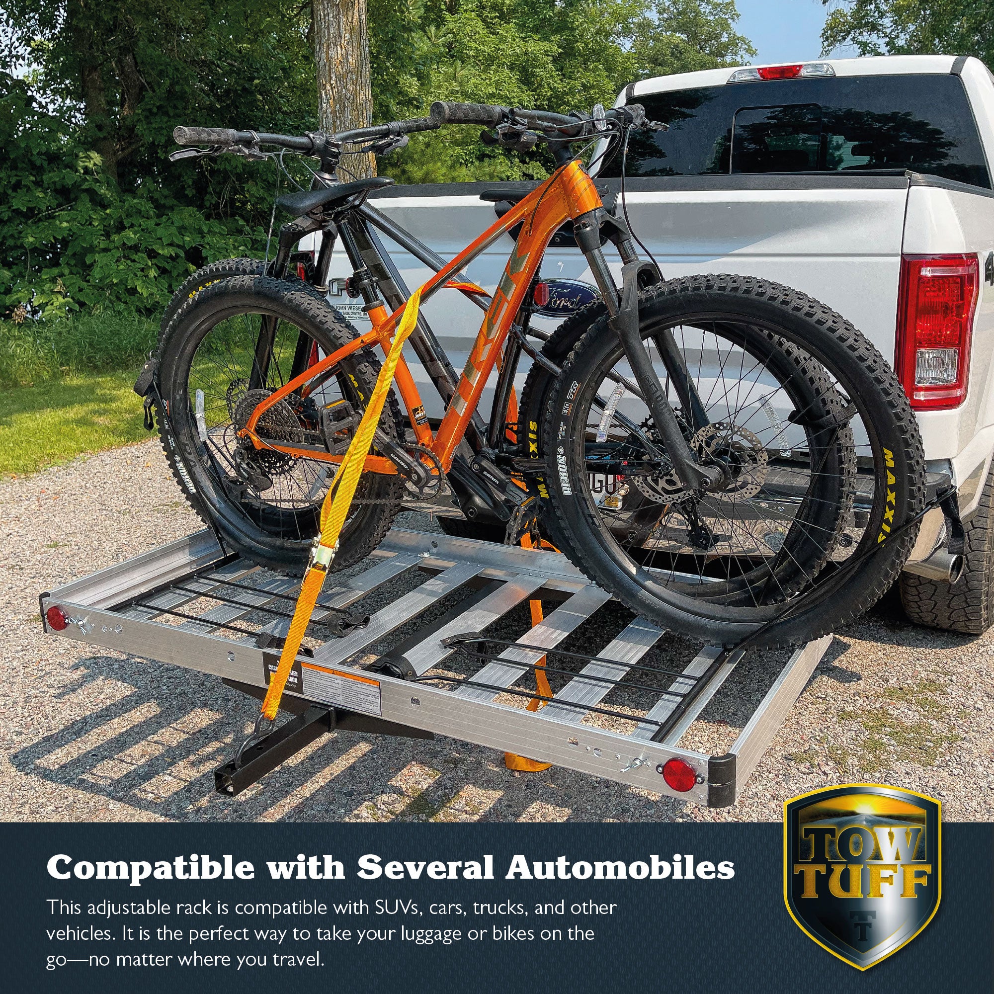 Tow Tuff TTF-2762ACBR Heavy Duty 2-in-1 Aluminum Cargo Carrier with Bike Rack - Smart-nests