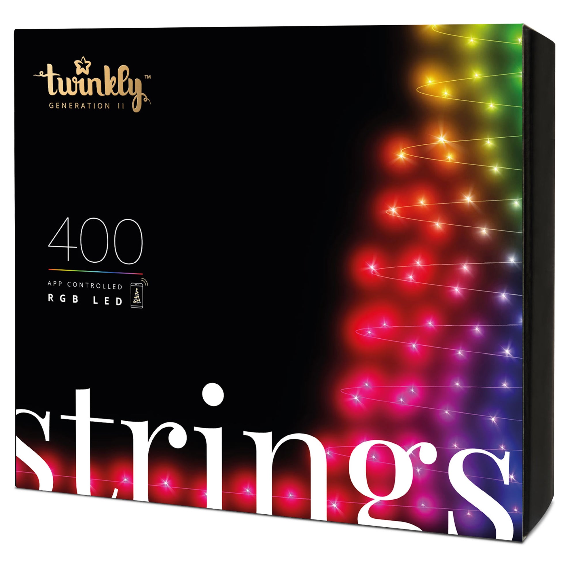 Twinkly Strings App-Controlled Smart LED Christmas Lights 400 Multicolor 105-Ft - Smart-nests