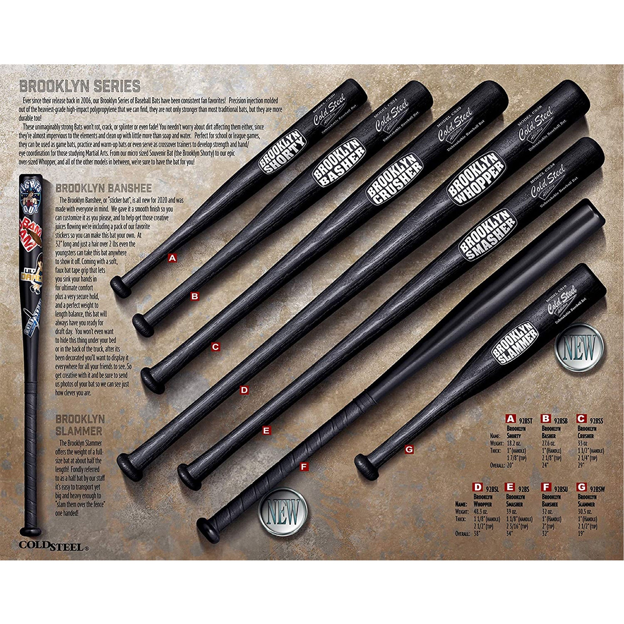 Cold Steel 24 In Heavy Duty Multi Function Brooklyn Crusher Baseball Bat, Black - Smart-nests