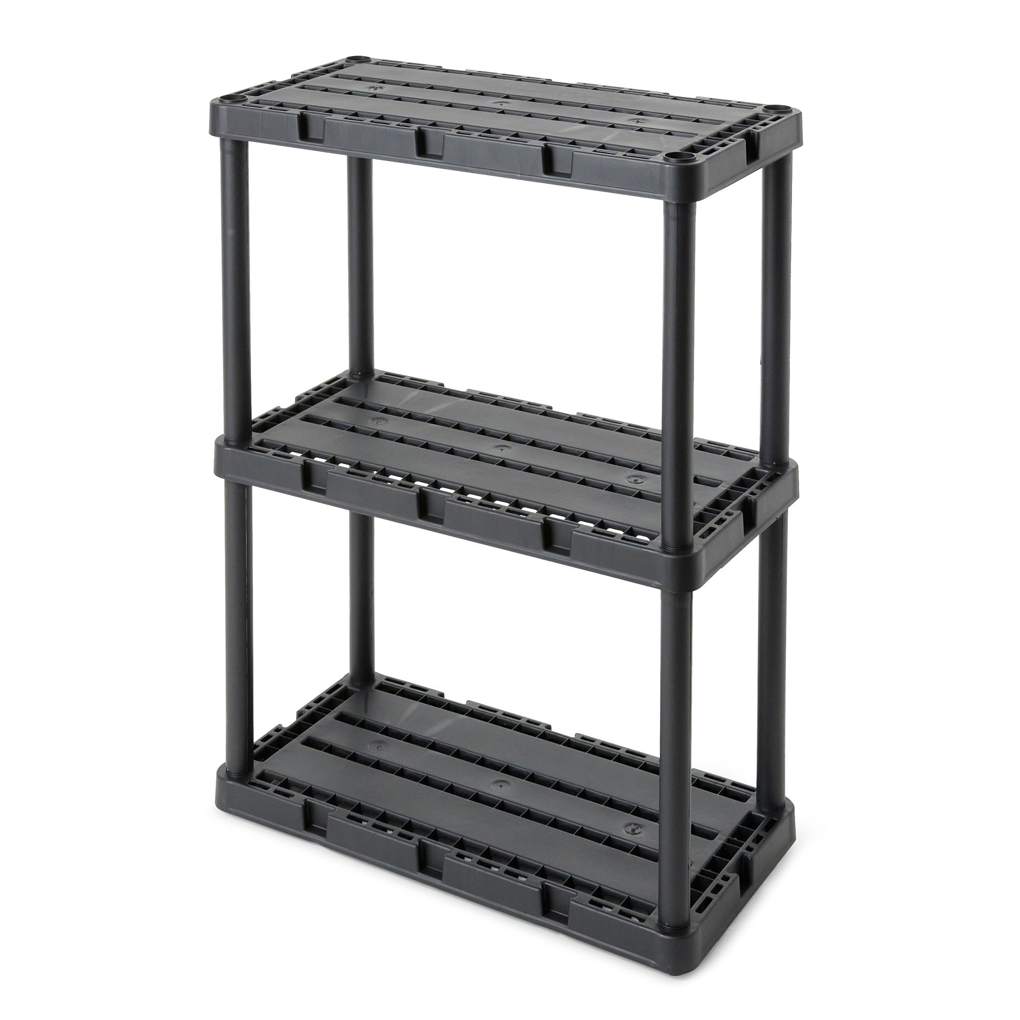 Gracious Living 3 Shelf Knect-A-Shelf Fixed Height Light Duty Storage Unit,Black - Smart-nests