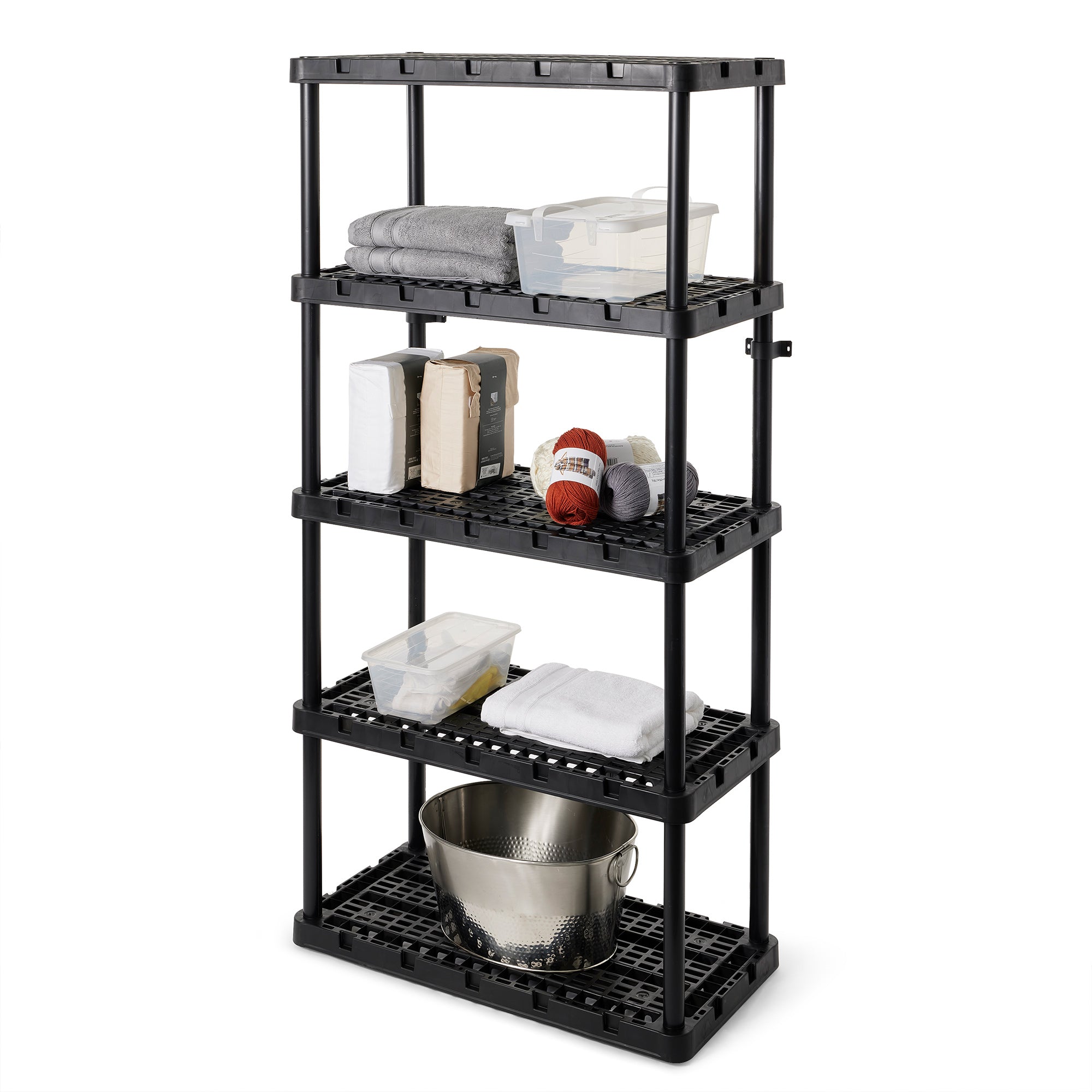 Gracious Living 5 Shelf Knect-A-Shelf Ventilated Heavy Duty Storage Unit, Black - Smart-nests