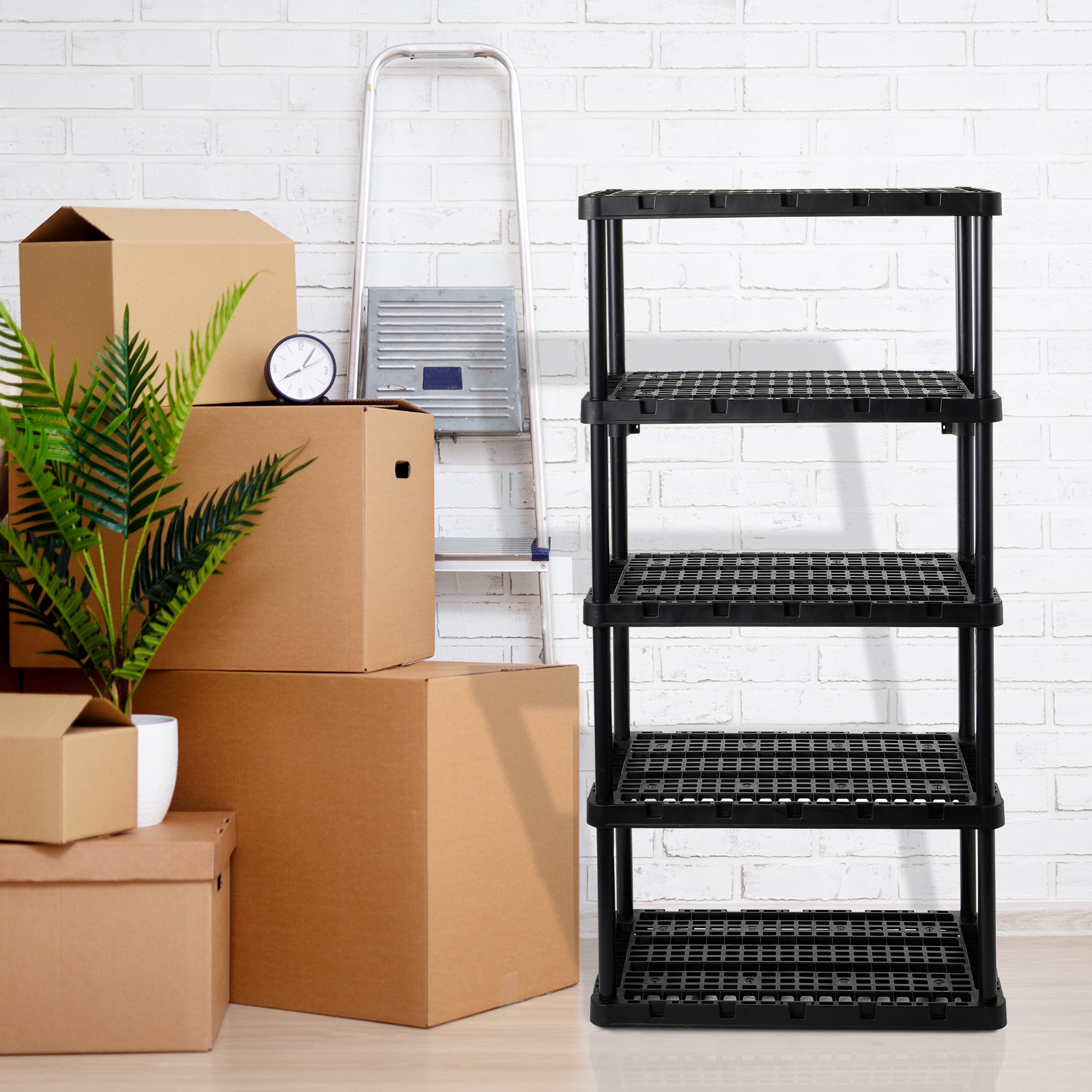 Gracious Living 5 Shelf Knect-A-Shelf Ventilated Heavy Duty Storage Unit, Black - Smart-nests