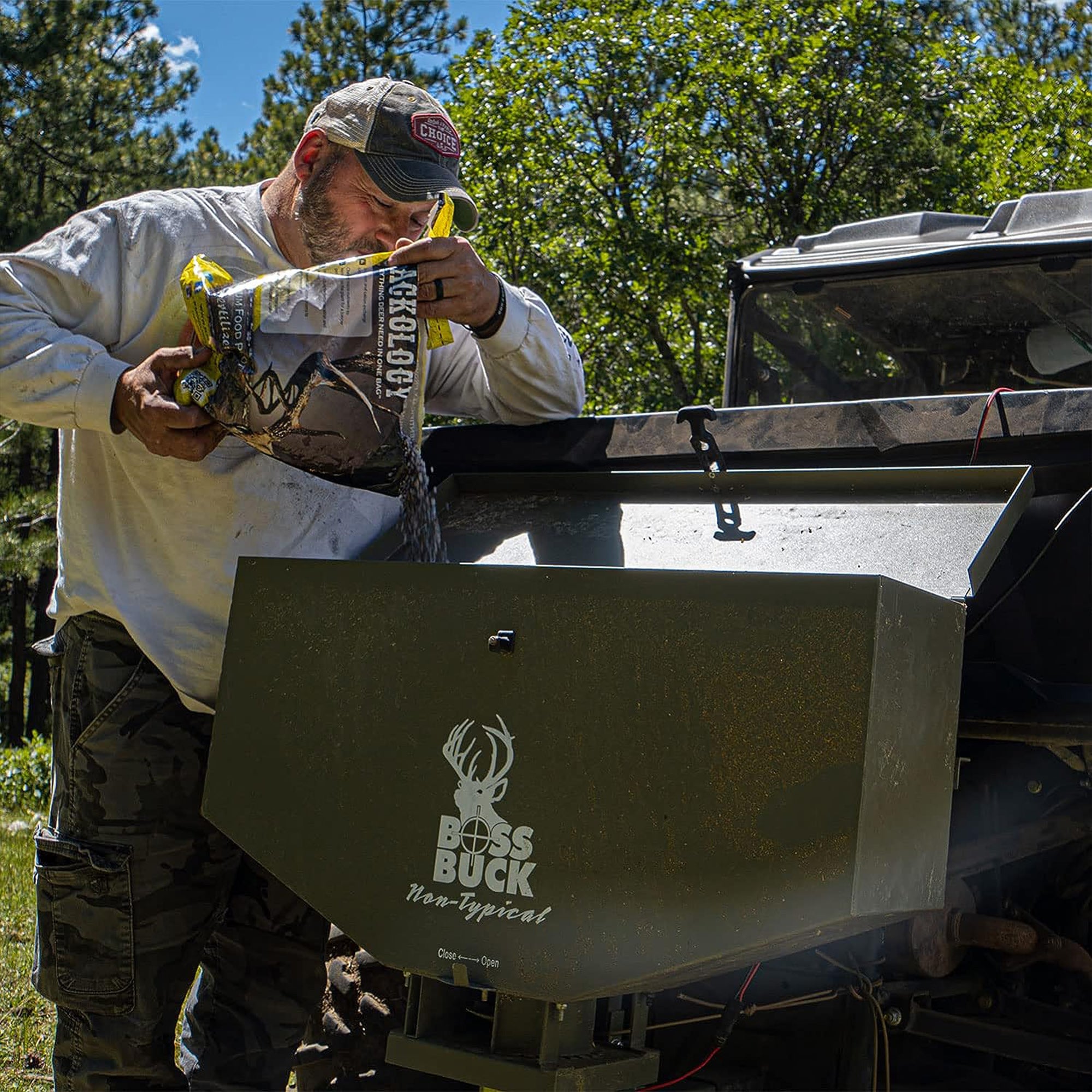 Boss Buck BB-1.80 80 Pound Capacity Non-Typical ATV Feed Spreader and Seeder - Smart-nests