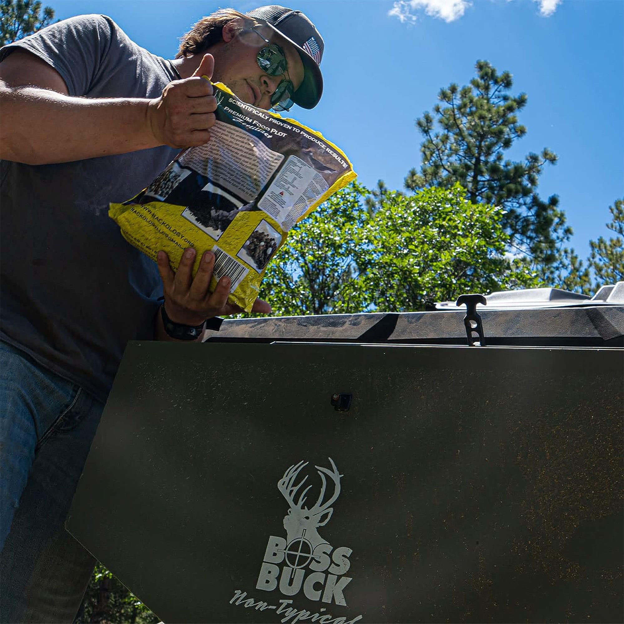 Boss Buck BB-1.80 80 Pound Capacity Non-Typical ATV Feed Spreader and Seeder - Smart-nests