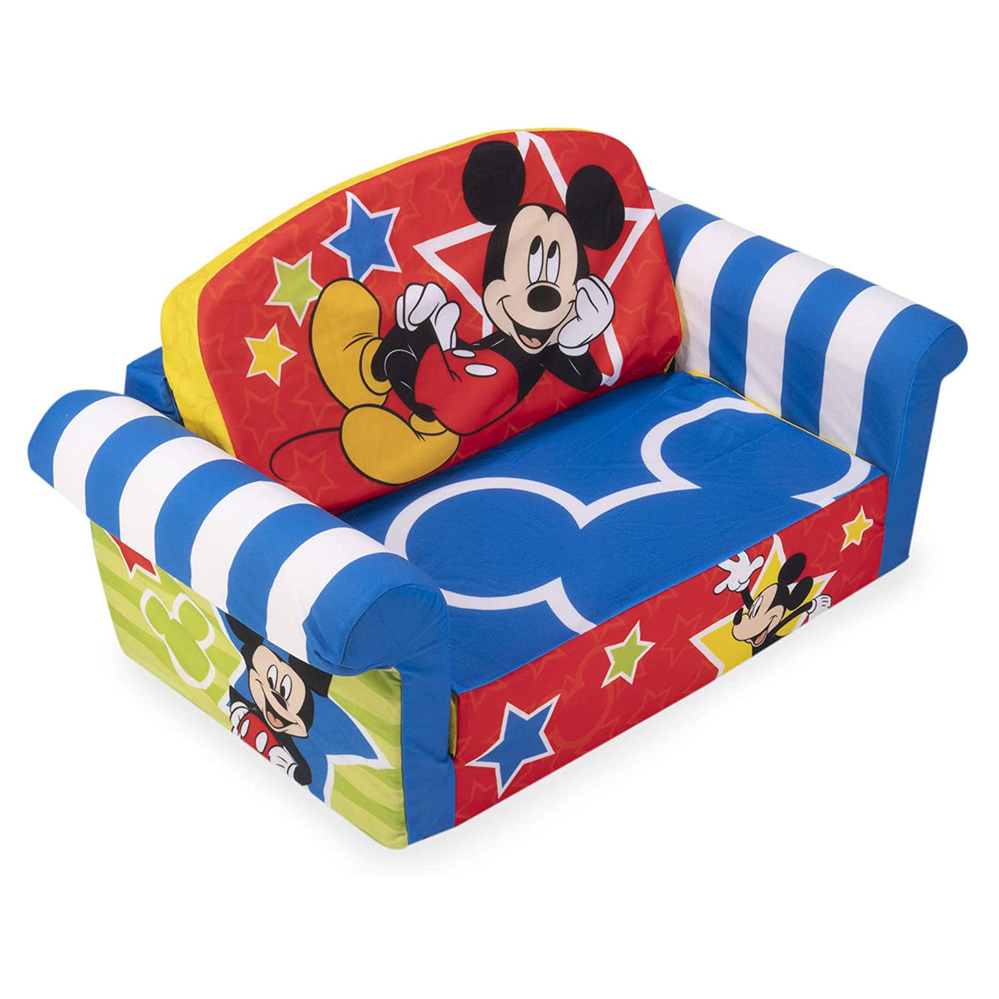 Marshmallow Furniture Kids 2-in-1 Flip Open Foam Compress Sofa Bed, Mickey Mouse - Smart-nests