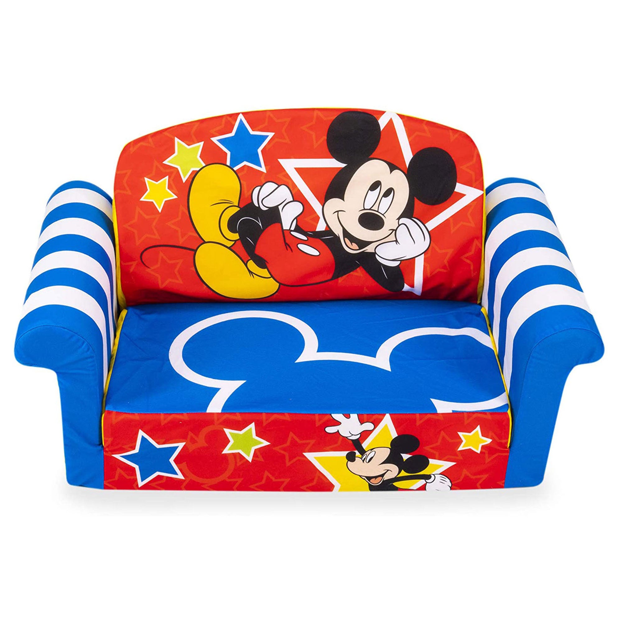 Marshmallow Furniture Kids 2-in-1 Flip Open Foam Compress Sofa Bed, Mickey Mouse - Smart-nests
