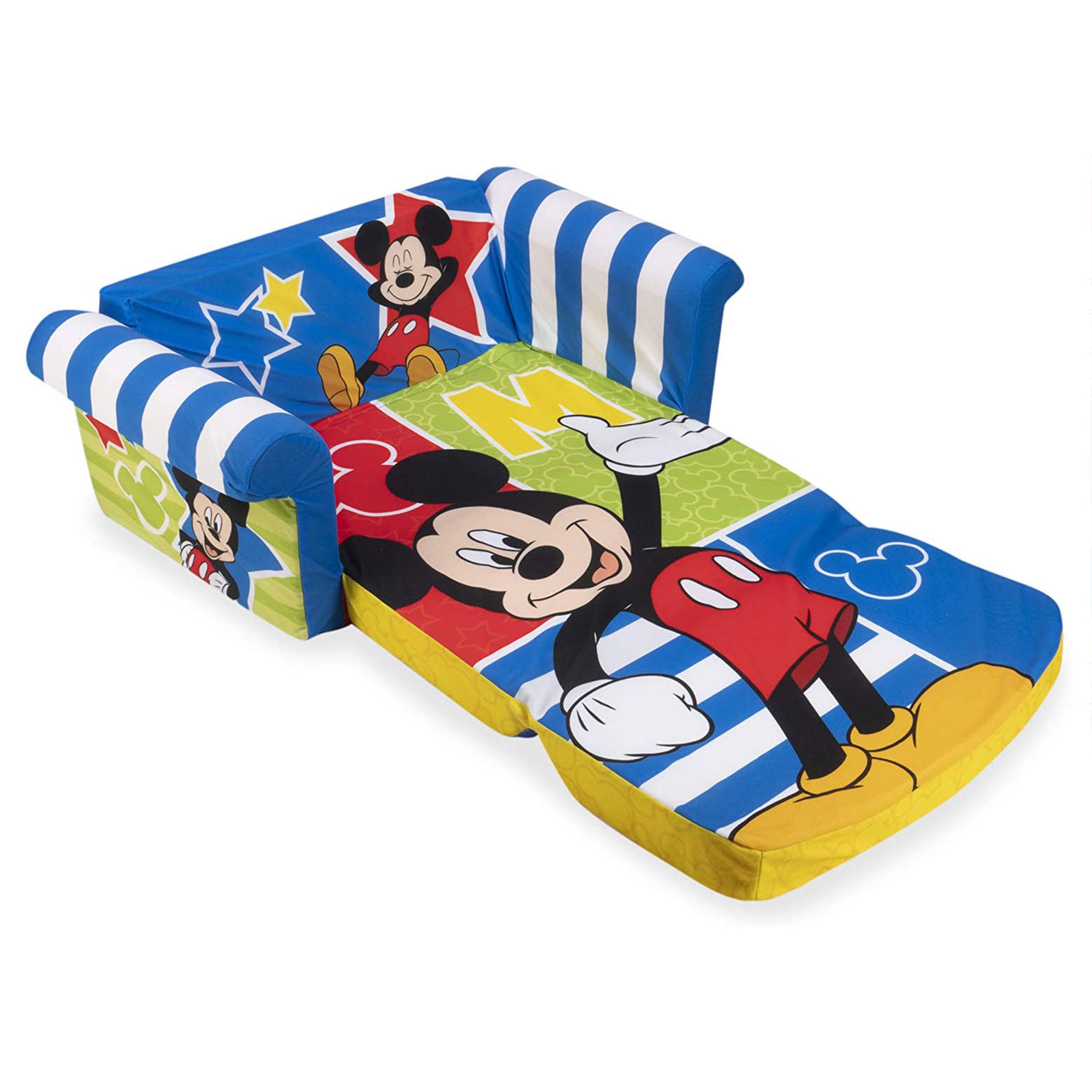 Marshmallow Furniture Kids 2-in-1 Flip Open Foam Compress Sofa Bed, Mickey Mouse - Smart-nests