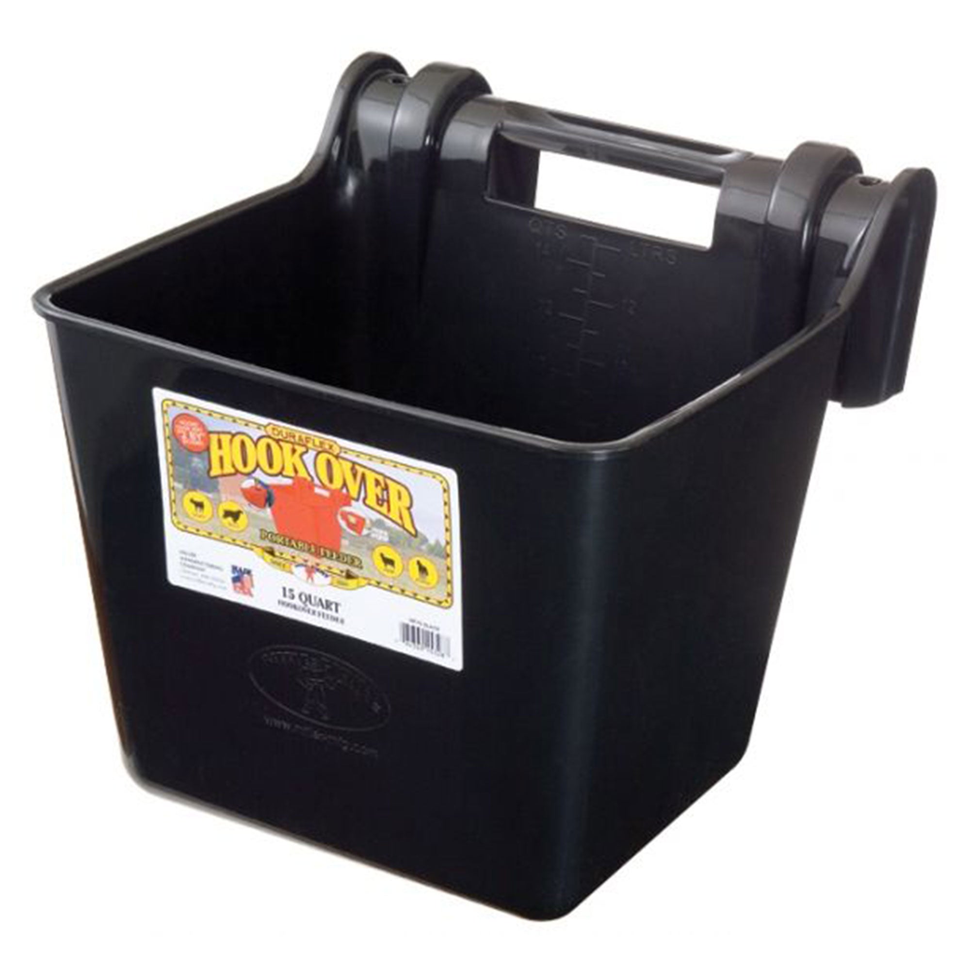 Little Giant HF15BLACK Heavy Duty 15 Quart Mountable Plastic Hook Feeder, Black - Smart-nests