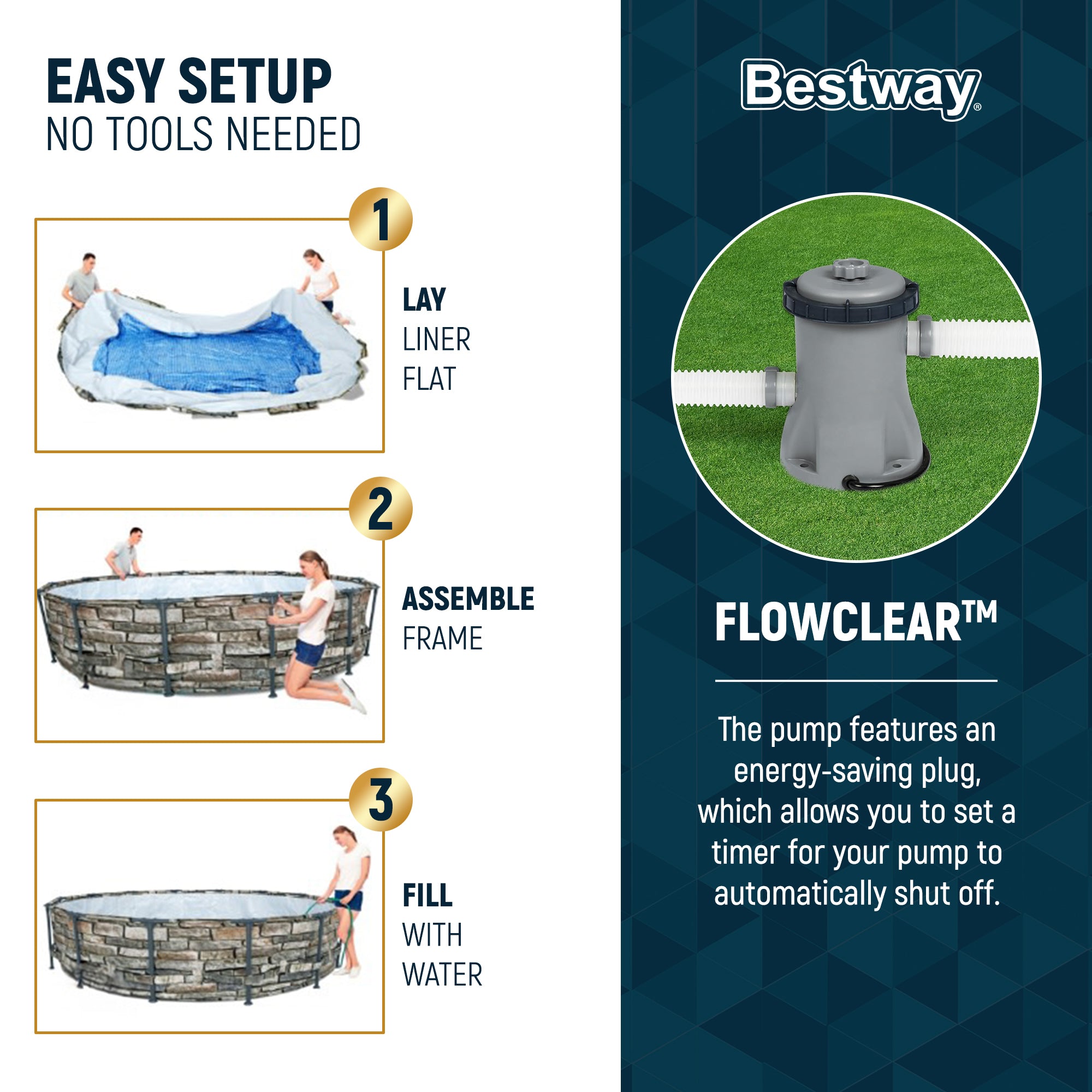 Bestway 56817E 12' x 30" Steel Pro Max Round Above Ground Swimming Pool w/ Pump - Smart-nests