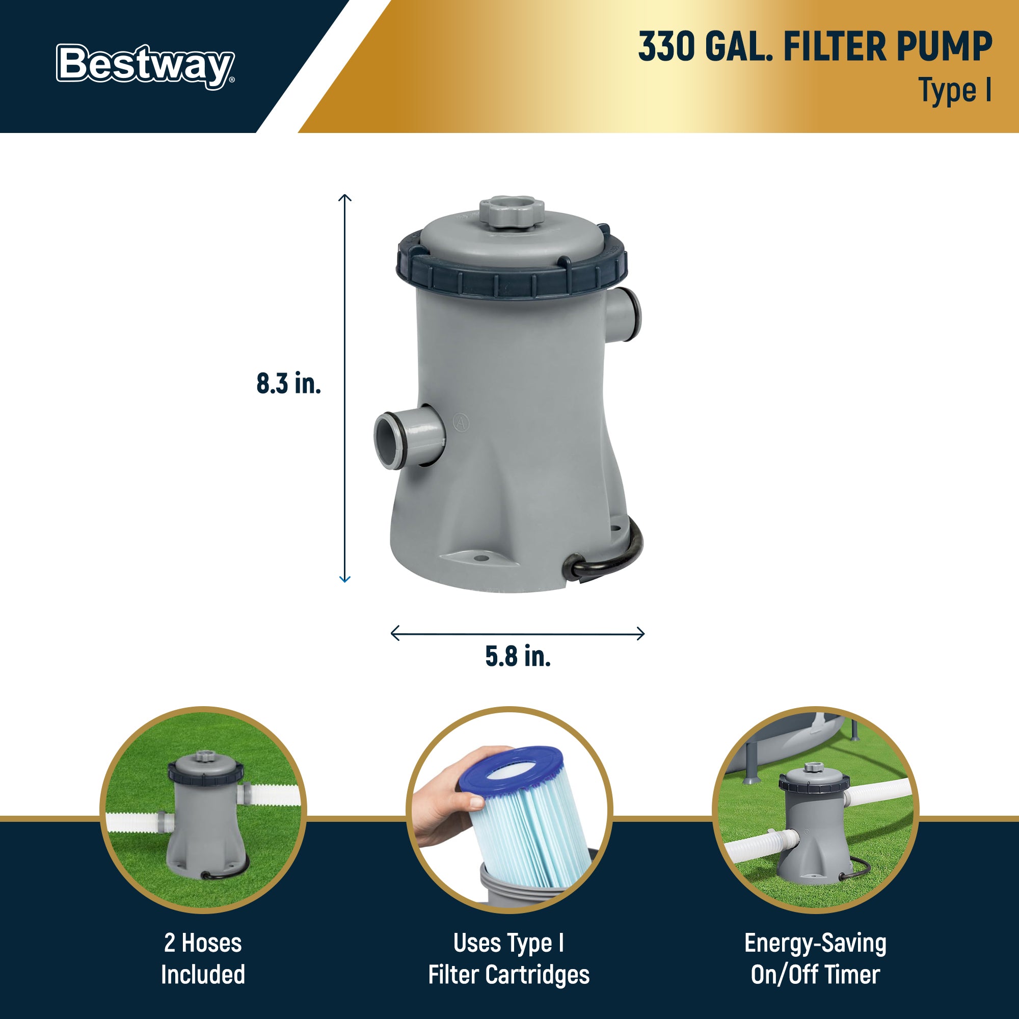 Bestway 56817E 12' x 30" Steel Pro Max Round Above Ground Swimming Pool w/ Pump - Smart-nests