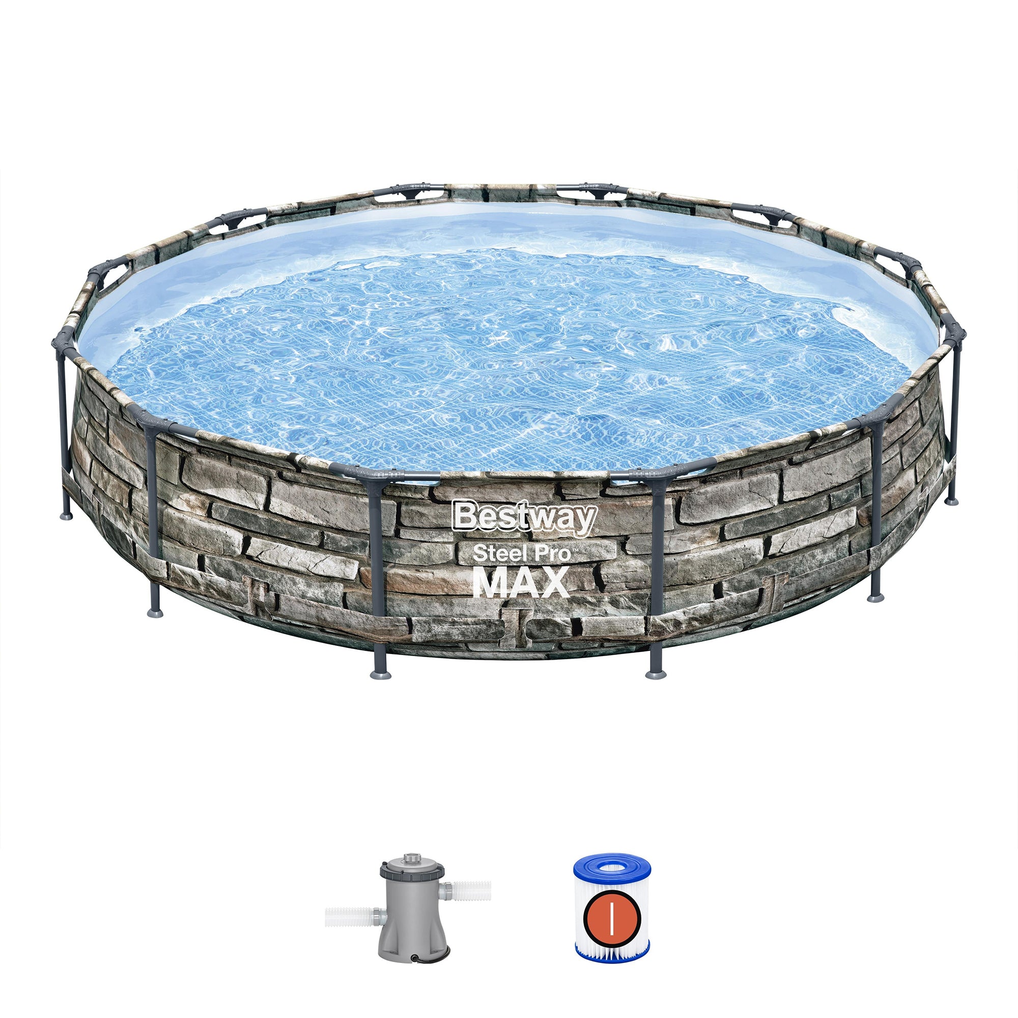 Bestway 56817E 12' x 30" Steel Pro Max Round Above Ground Swimming Pool w/ Pump - Smart-nests