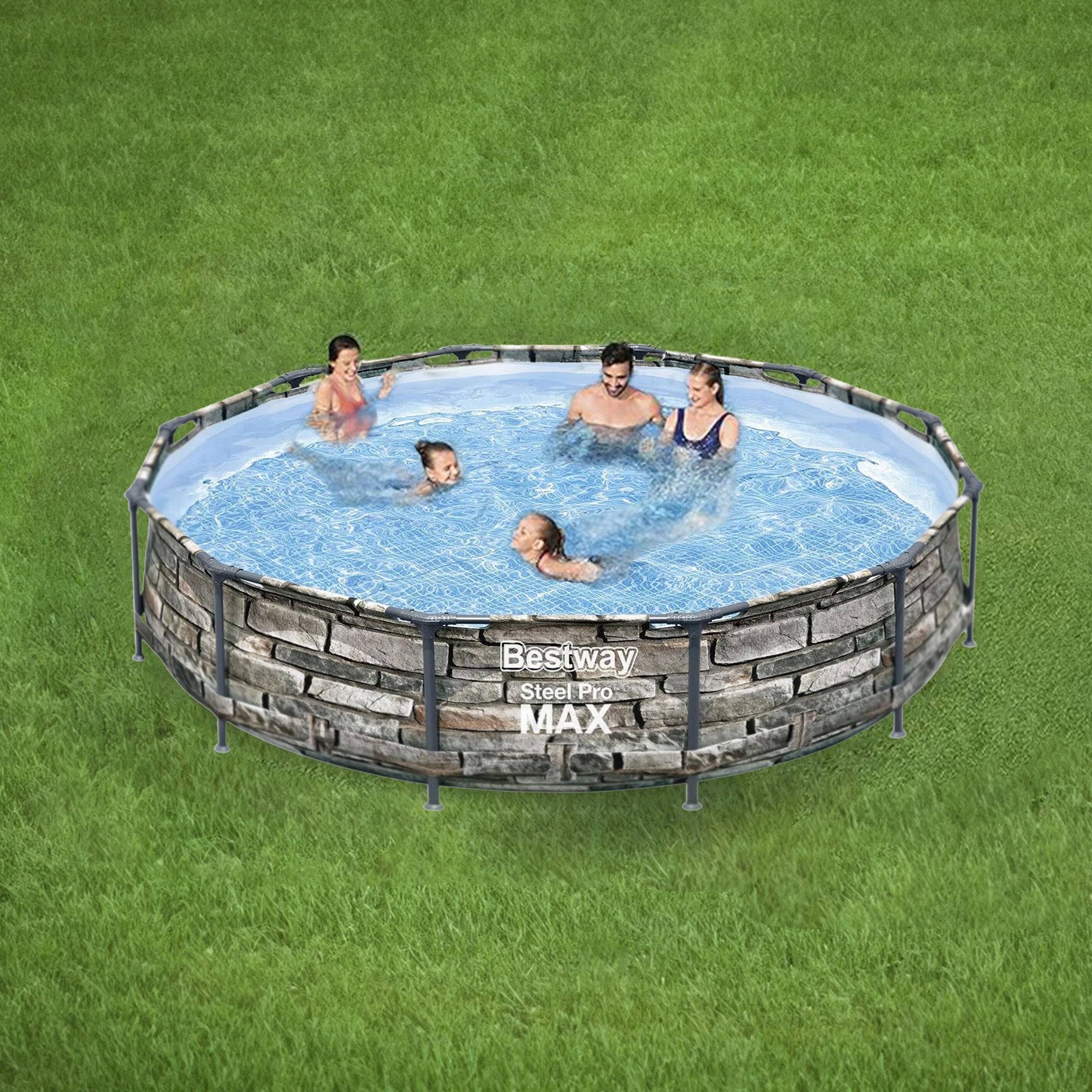 Bestway 56817E 12' x 30" Steel Pro Max Round Above Ground Swimming Pool w/ Pump - Smart-nests