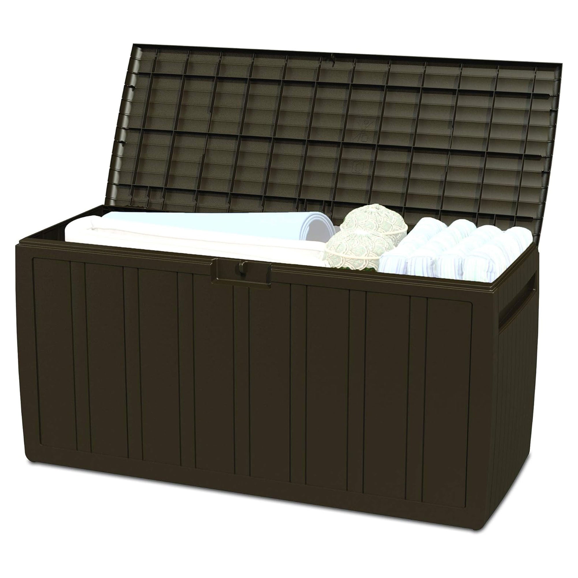 Ram Quality Products Outdoor Backyard Patio Storage Deck Box, 71 Gallon, Brown - Smart-nests