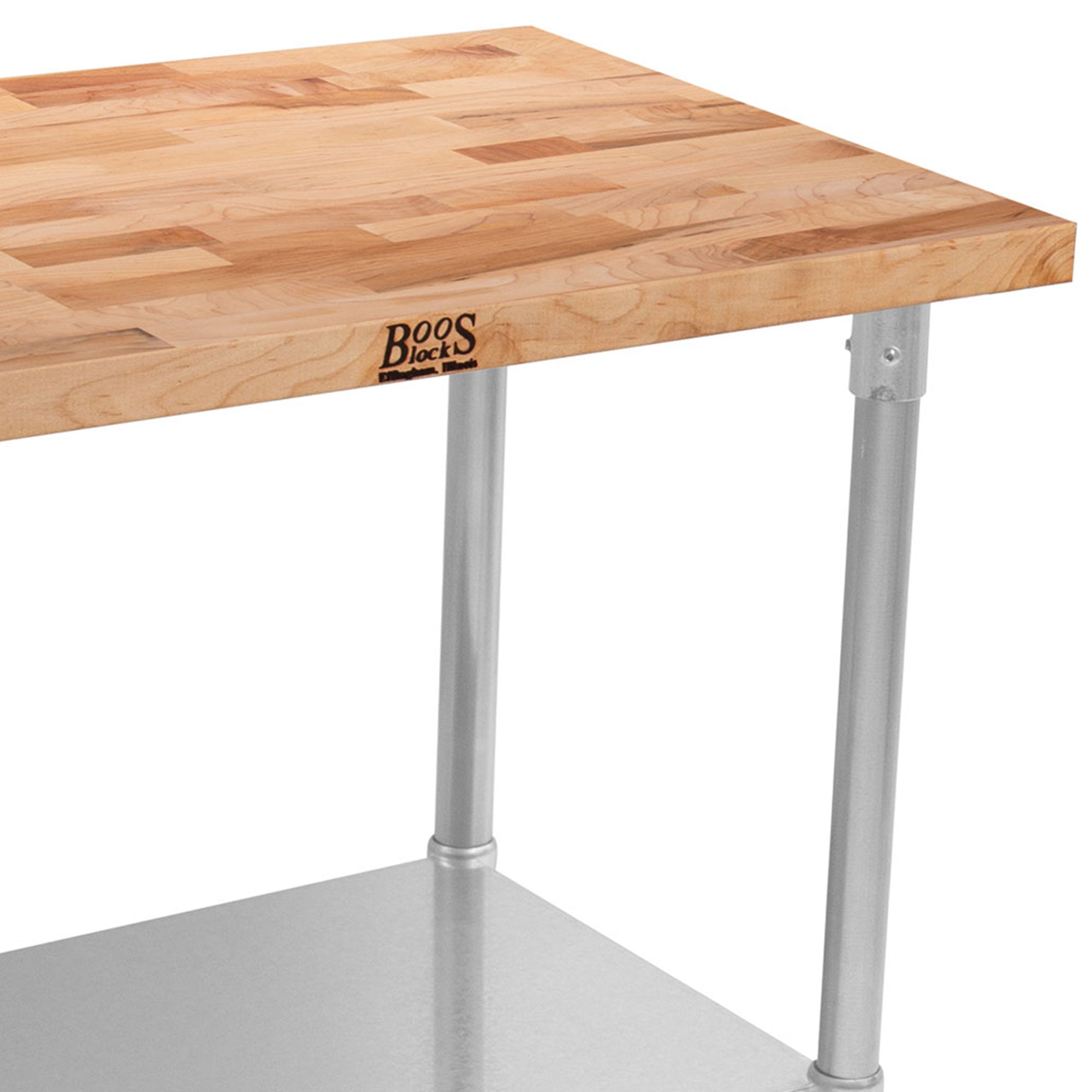 John Boos Maple Wood Top Work Table with Adjustable Lower Shelf, 36 x 24 x 1.5" - Smart-nests