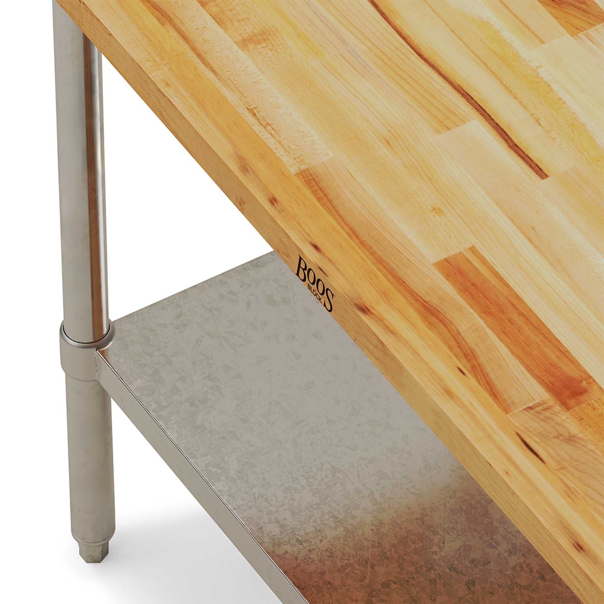 John Boos Maple Wood Top Work Table with Adjustable Lower Shelf, 48 x 24 x 1.5" - Smart-nests