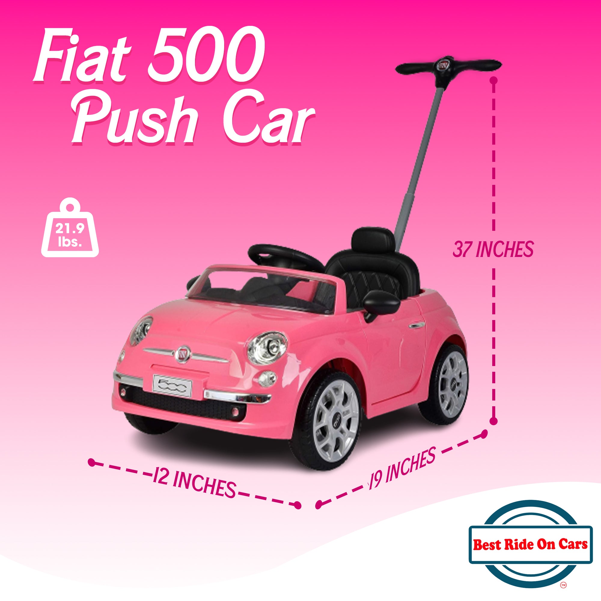 Best Ride On Cars 2-in-1 Fiat 500 Model Baby Toddler Toy Push Car Stroller, Pink - Smart-nests