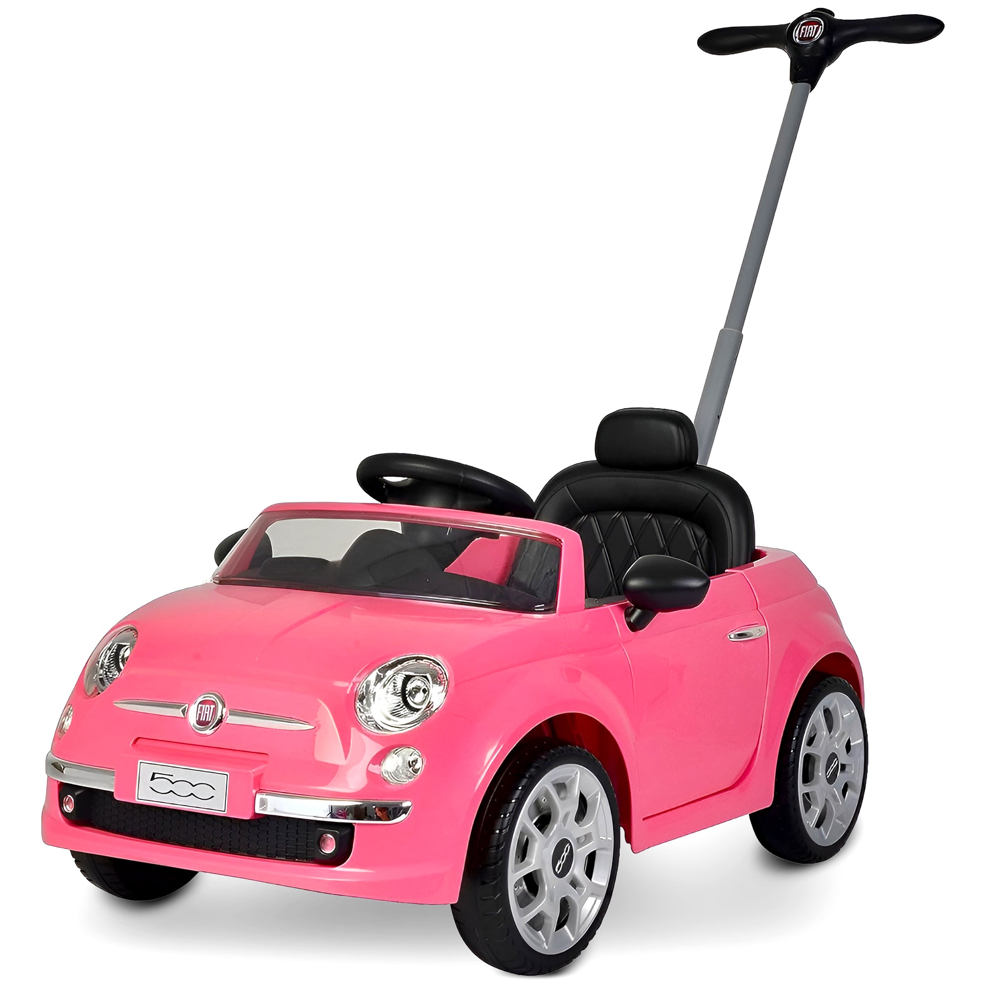 Best Ride On Cars 2-in-1 Fiat 500 Model Baby Toddler Toy Push Car Stroller, Pink - Smart-nests
