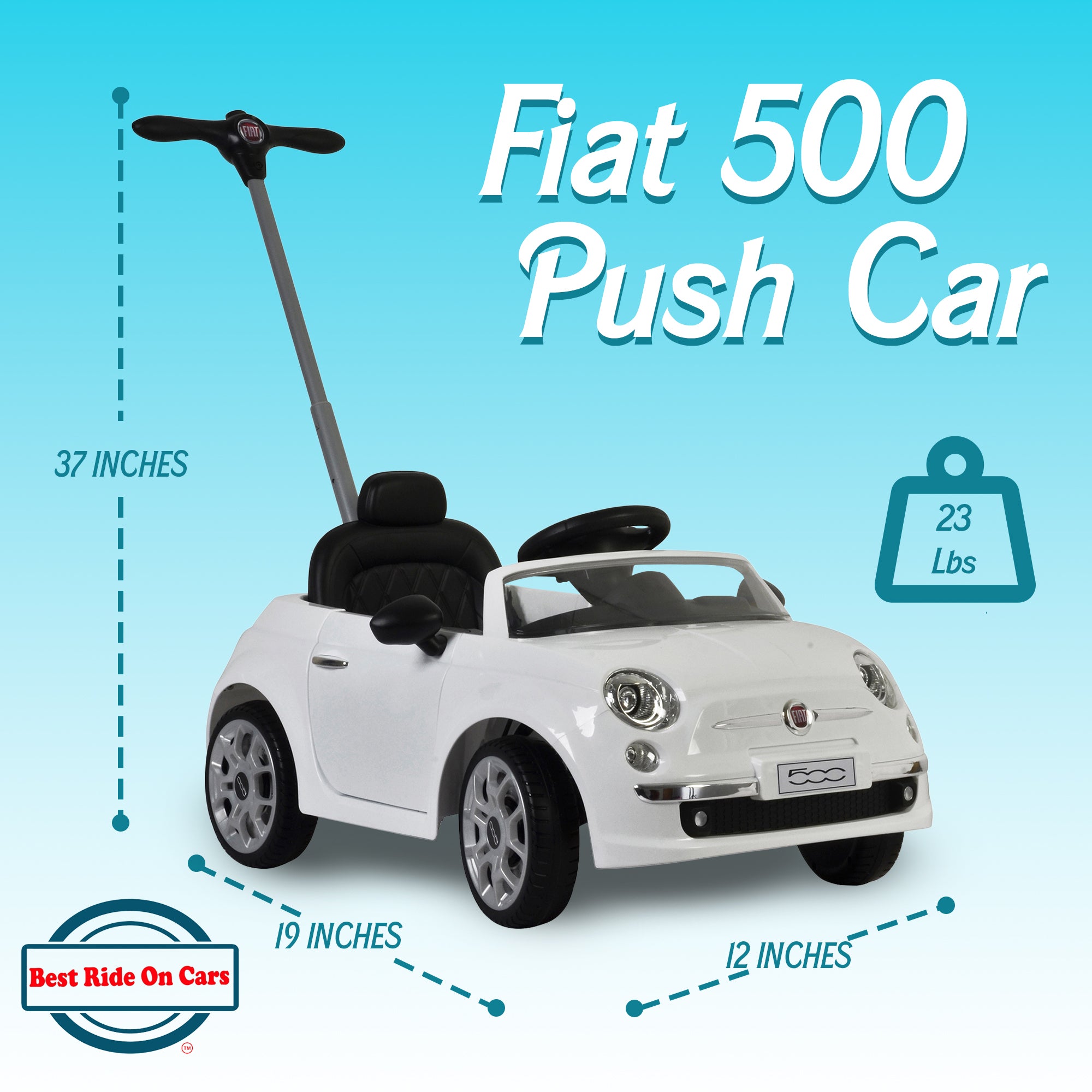 Best Ride On Cars 2-n-1 Fiat 500 Model Baby Toddler Toy Push Car Stroller, White - Smart-nests