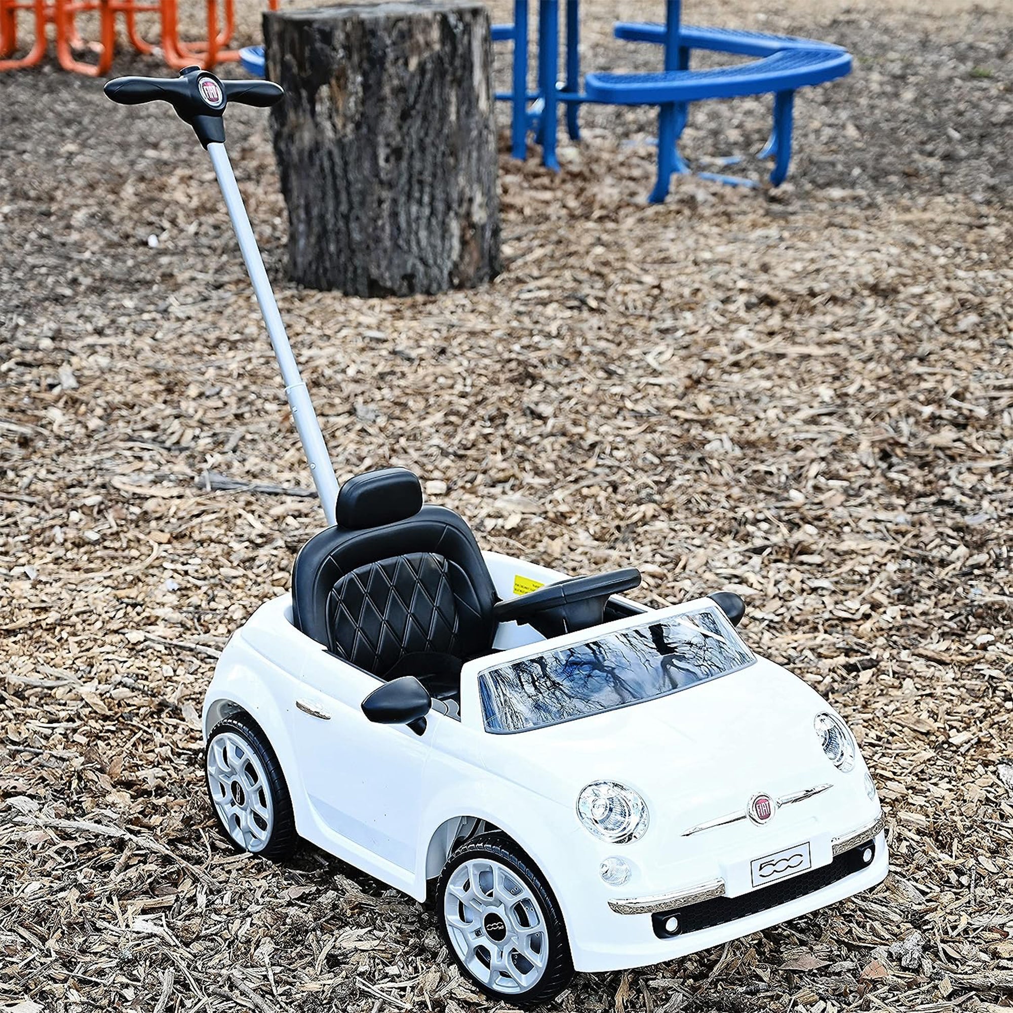 Best Ride On Cars 2-n-1 Fiat 500 Model Baby Toddler Toy Push Car Stroller, White - Smart-nests