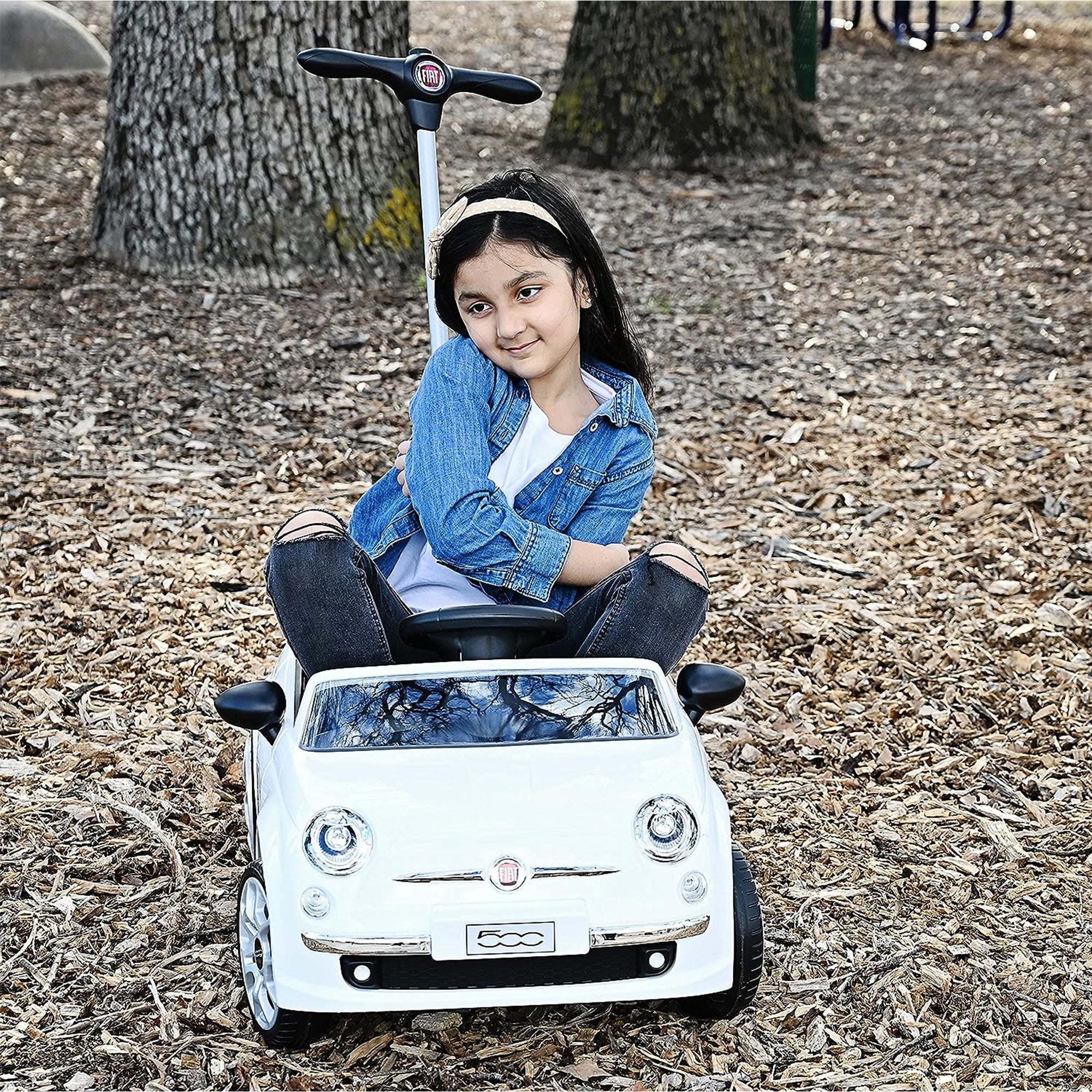 Best Ride On Cars 2-n-1 Fiat 500 Model Baby Toddler Toy Push Car Stroller, White - Smart-nests