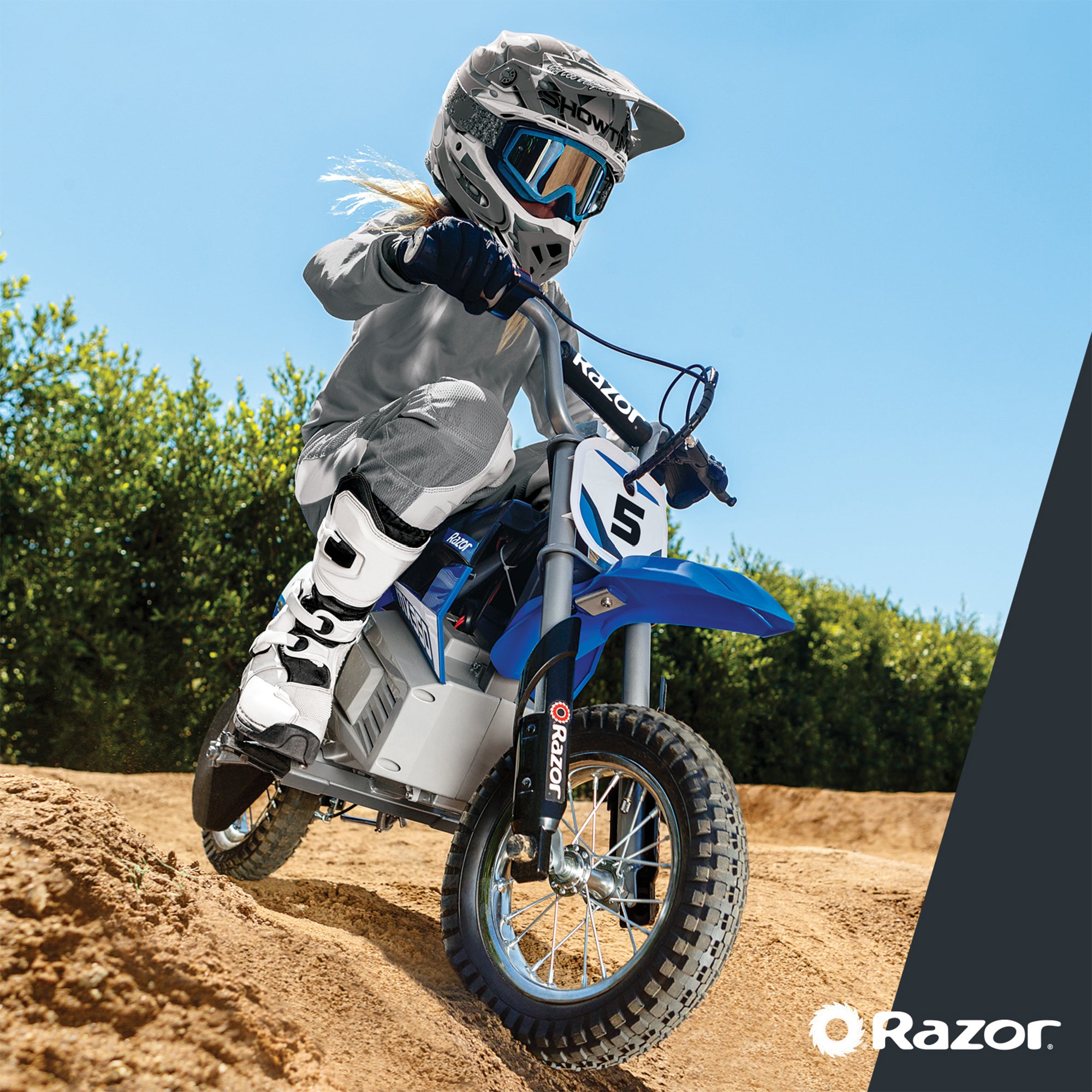 Razor MX350 Dirt Rocket 24V Electric Toy Motocross Motorcycle Dirt Bike, Blue - Smart-nests