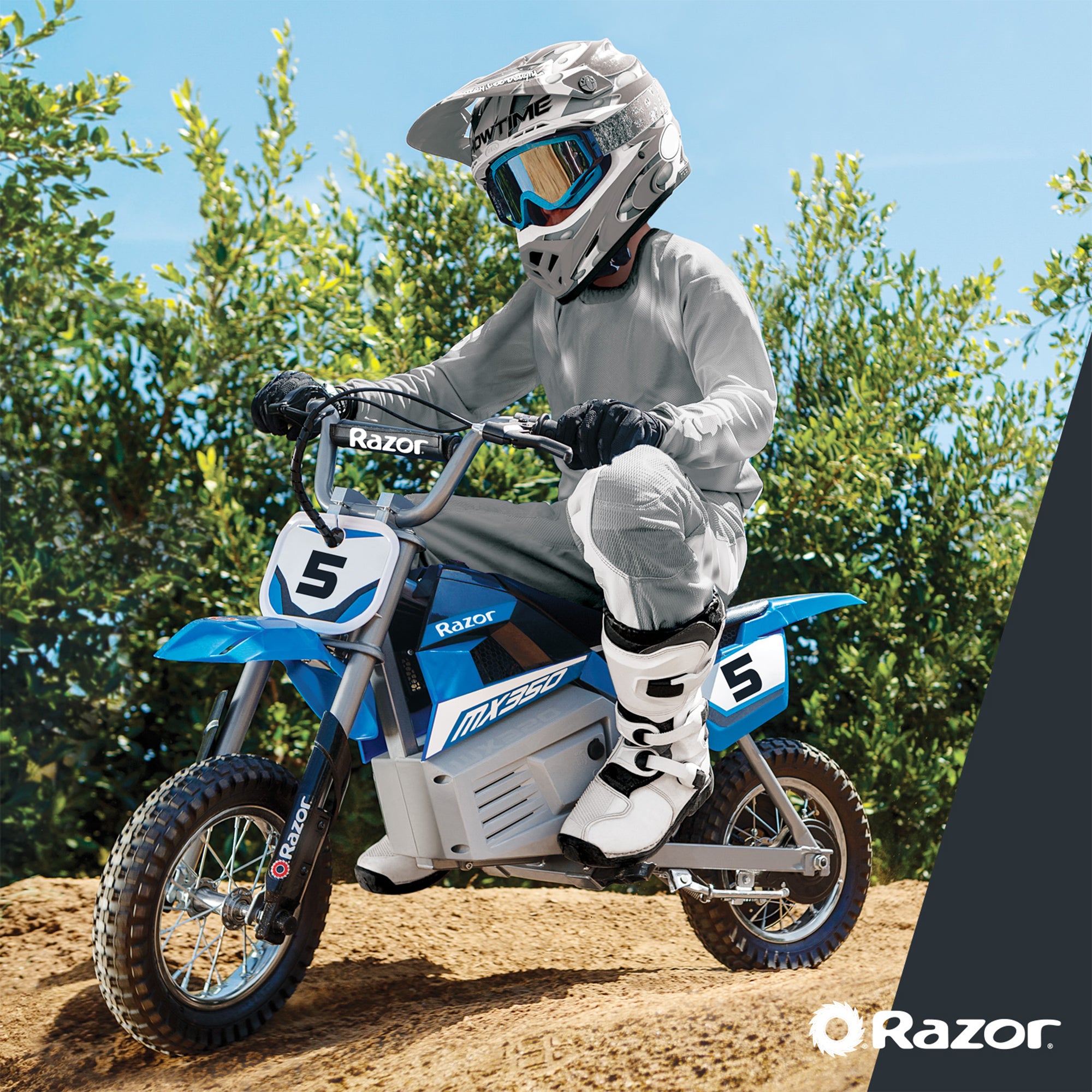 Razor MX350 Dirt Rocket 24V Electric Toy Motocross Motorcycle Dirt Bike, Blue - Smart-nests