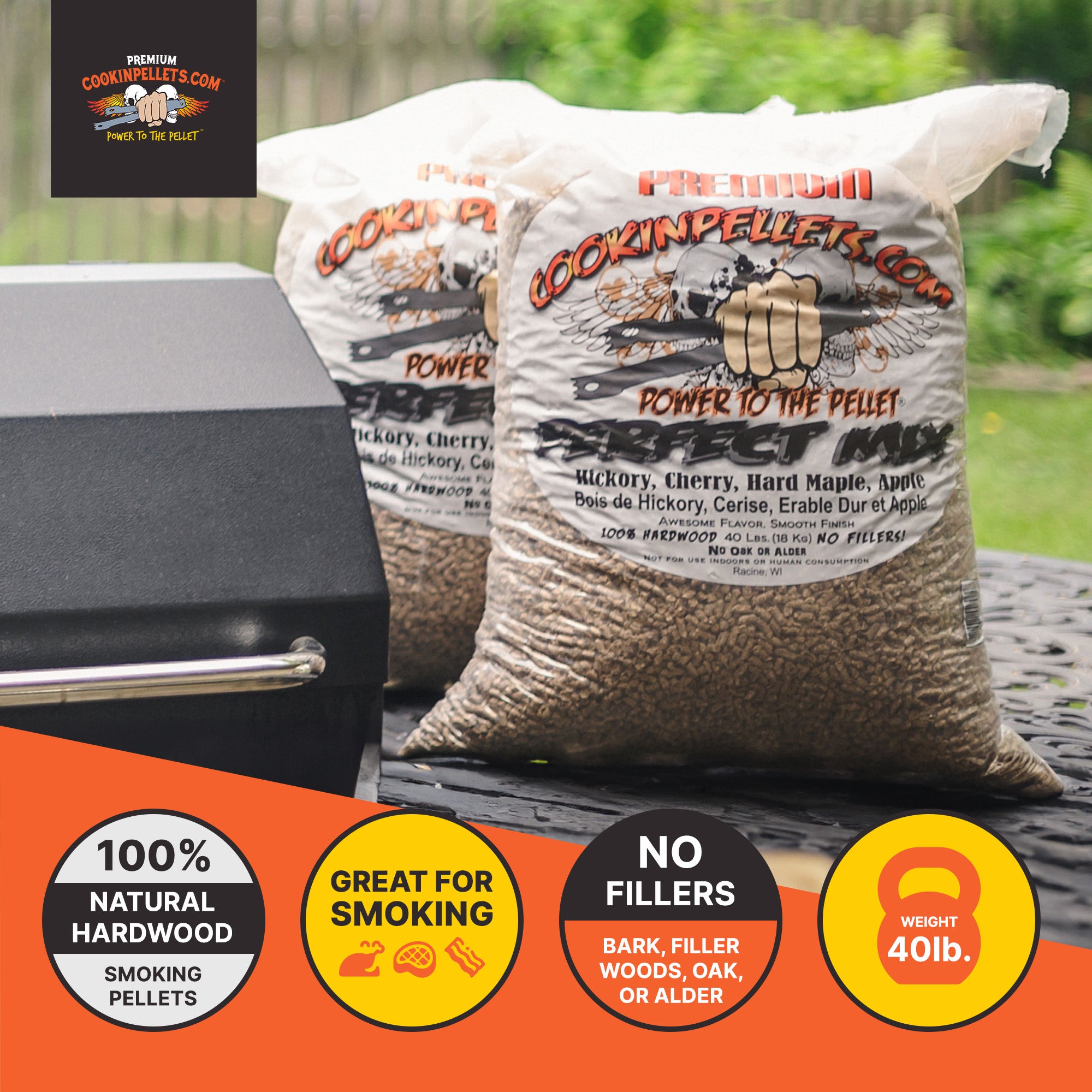 CookinPellets Longhorn Blend Mesquite, Cherry, Maple Wood Pellets, 40 Lb Bag - Smart-nests