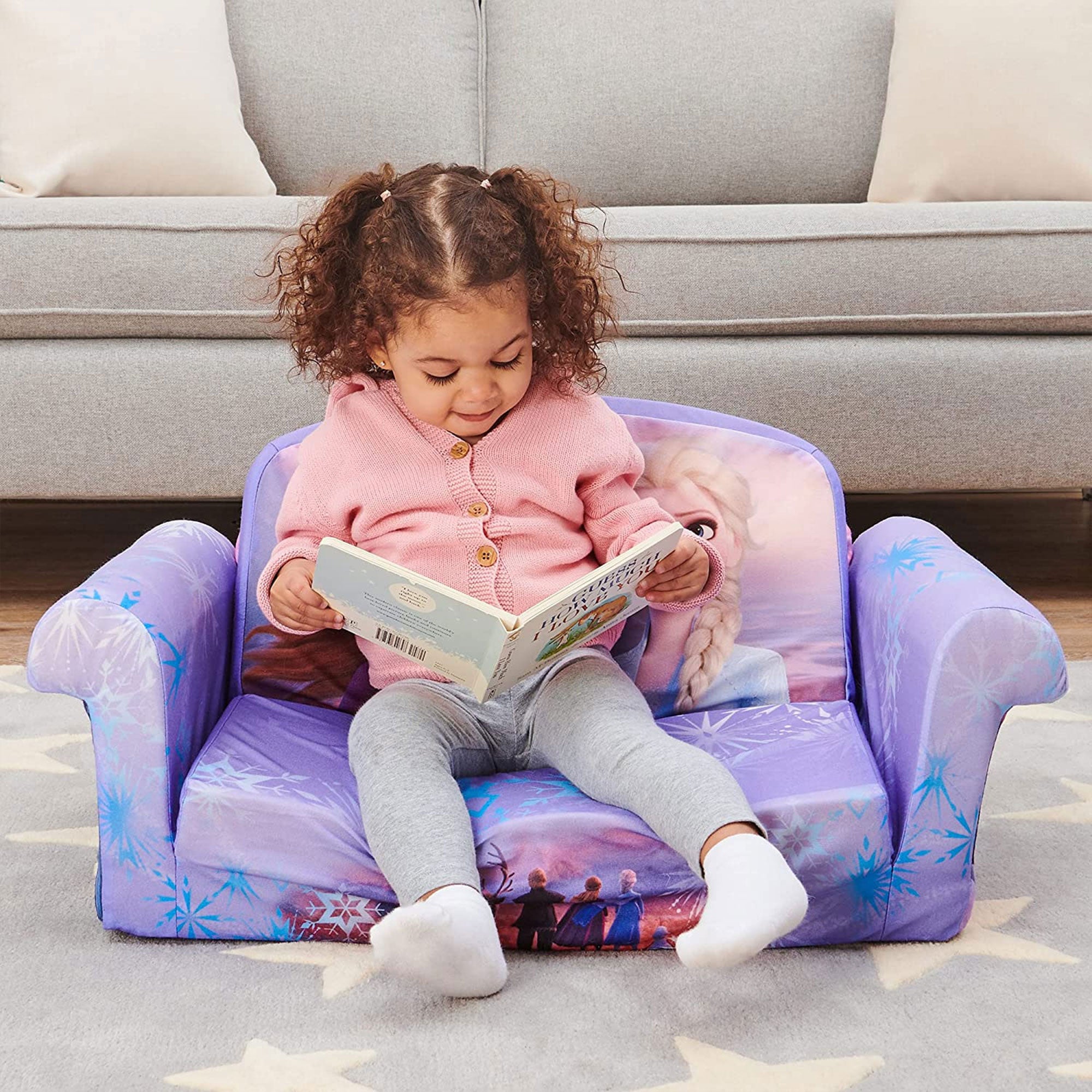 Marshmallow Furniture Kids 2-in-1 Flip Open Foam Compressed Sofa Bed, Frozen 2 - Smart-nests