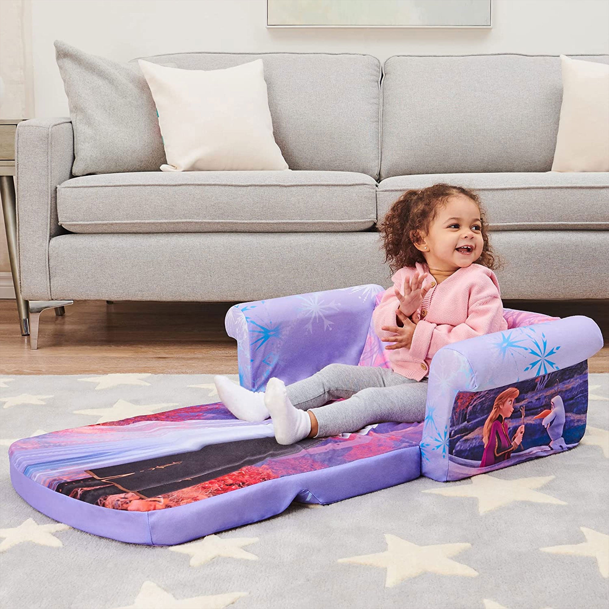 Marshmallow Furniture Kids 2-in-1 Flip Open Foam Compressed Sofa Bed, Frozen 2 - Smart-nests