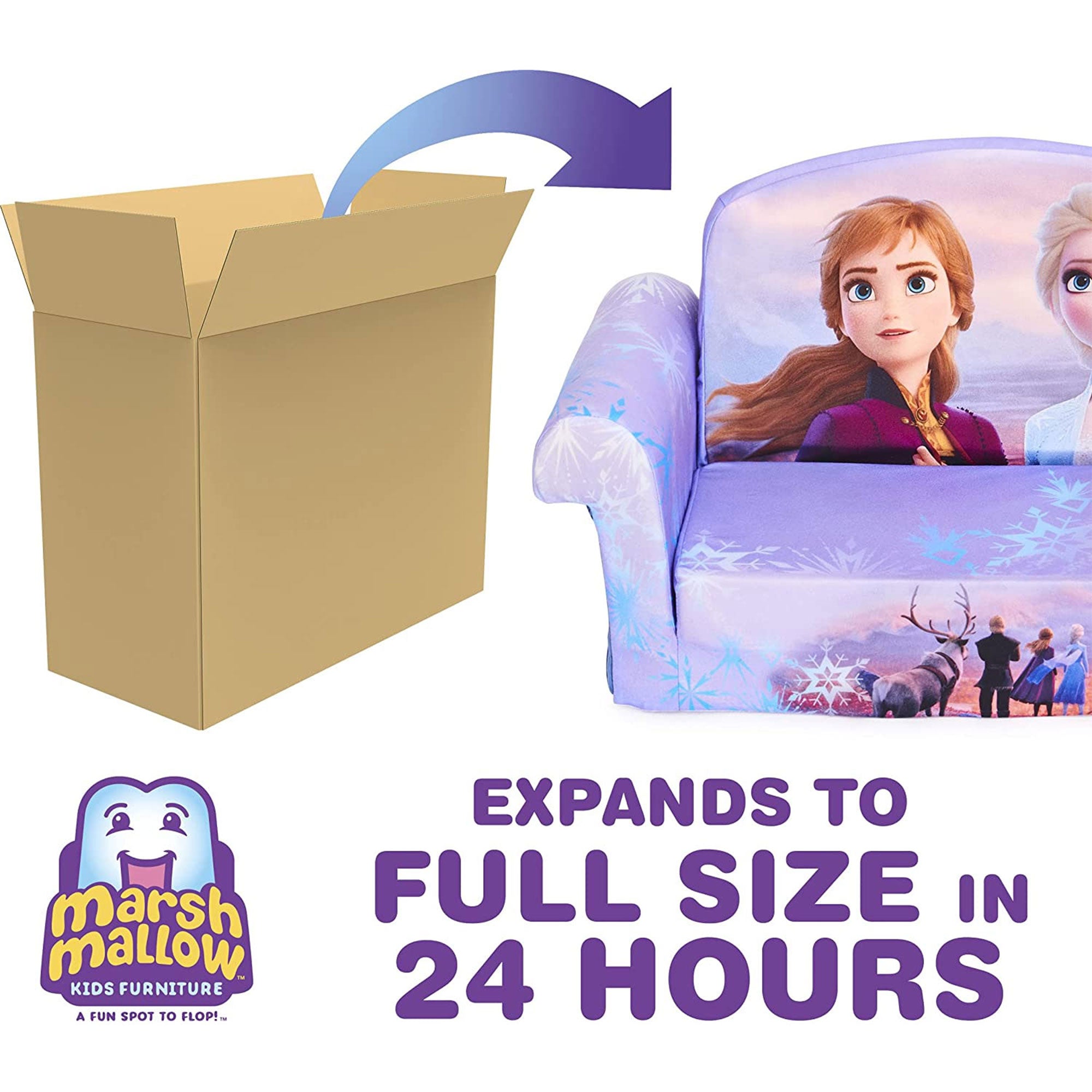 Marshmallow Furniture Kids 2-in-1 Flip Open Foam Compressed Sofa Bed, Frozen 2 - Smart-nests