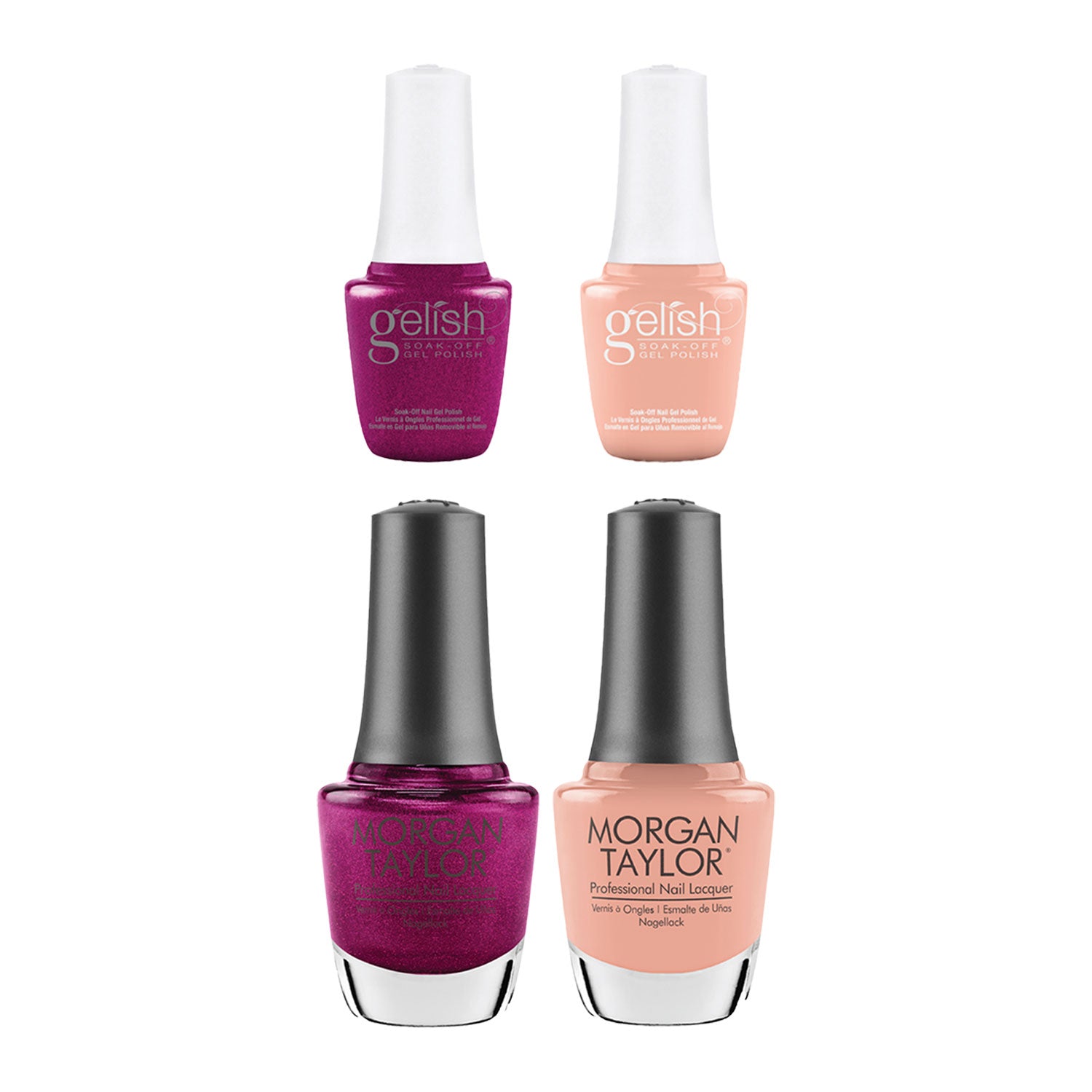 Gelish Mini & Morgan Taylor Feel the Vibes Gel Polish and Lacquer Set, 4 Pack - Smart-nests
