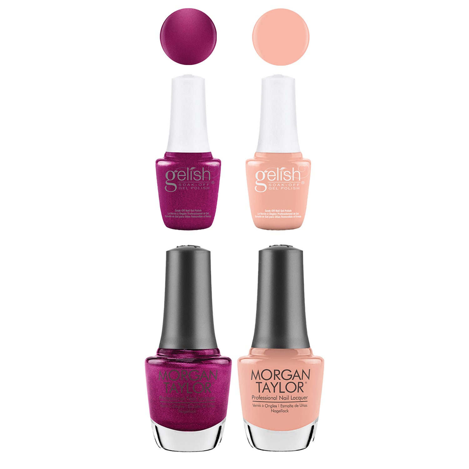 Gelish Mini & Morgan Taylor Feel the Vibes Gel Polish and Lacquer Set, 4 Pack - Smart-nests