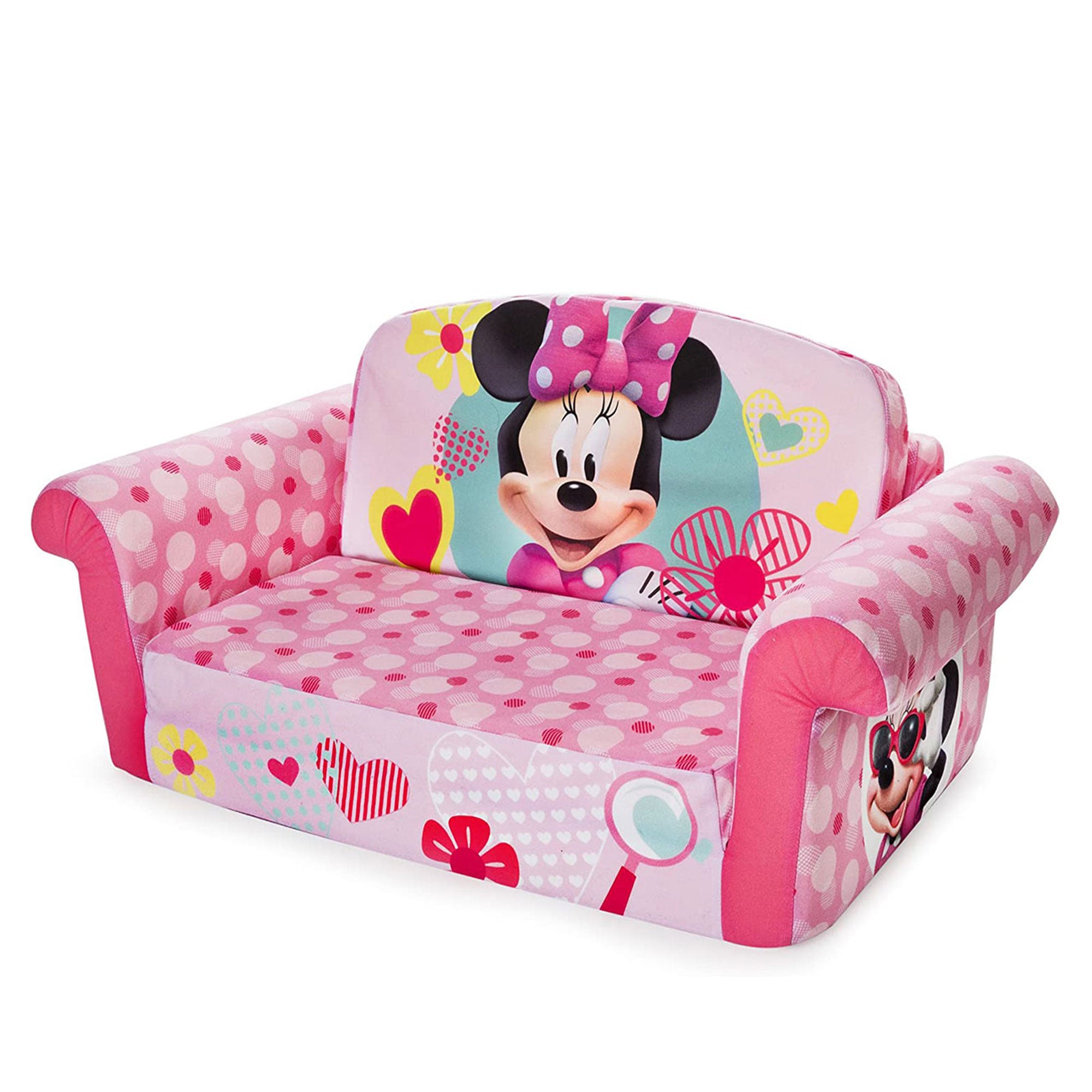 Marshmallow Furniture Kids 2-in-1 Flip Open Foam Compress Sofa Bed, Minnie Mouse - Smart-nests