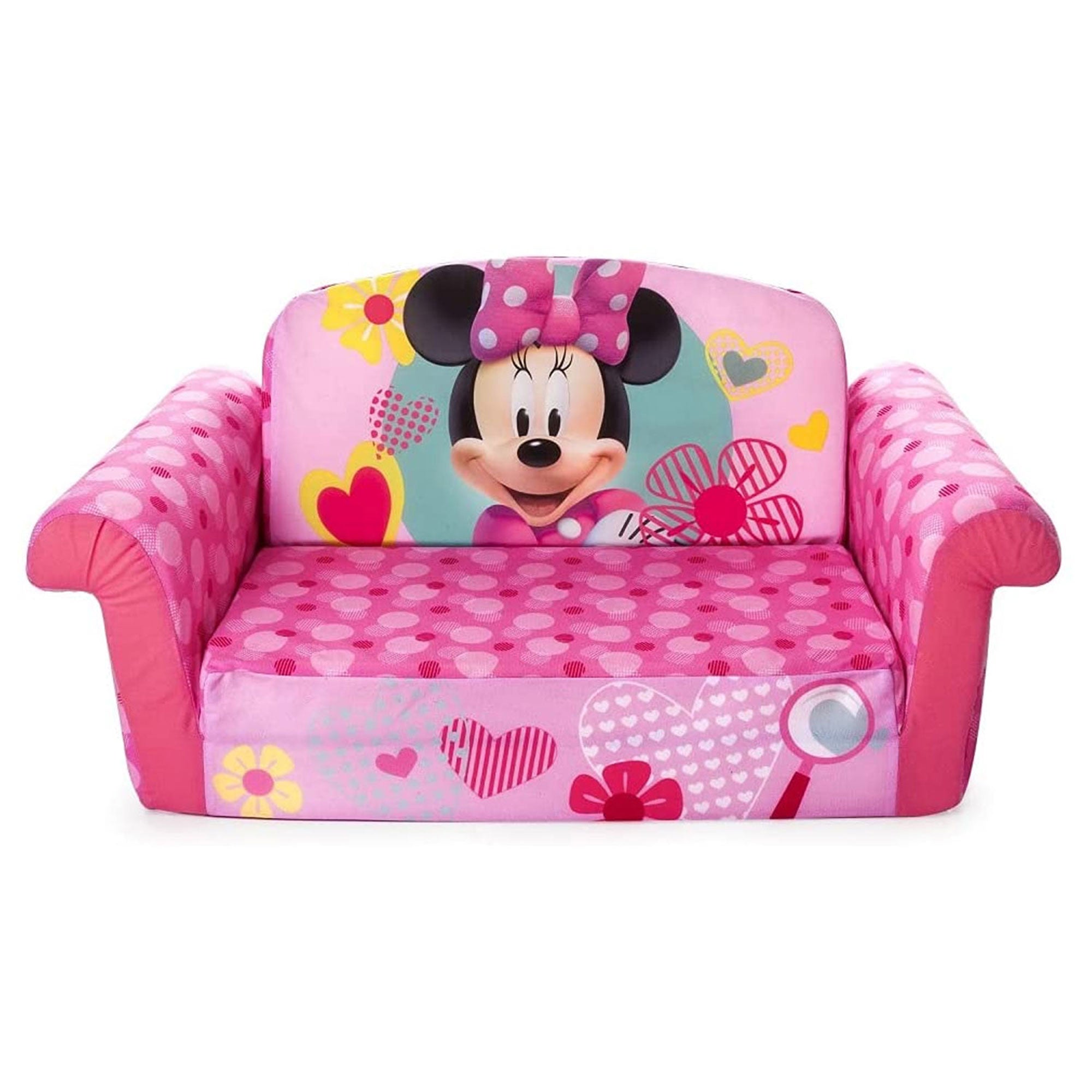 Marshmallow Furniture Kids 2-in-1 Flip Open Foam Compress Sofa Bed, Minnie Mouse - Smart-nests