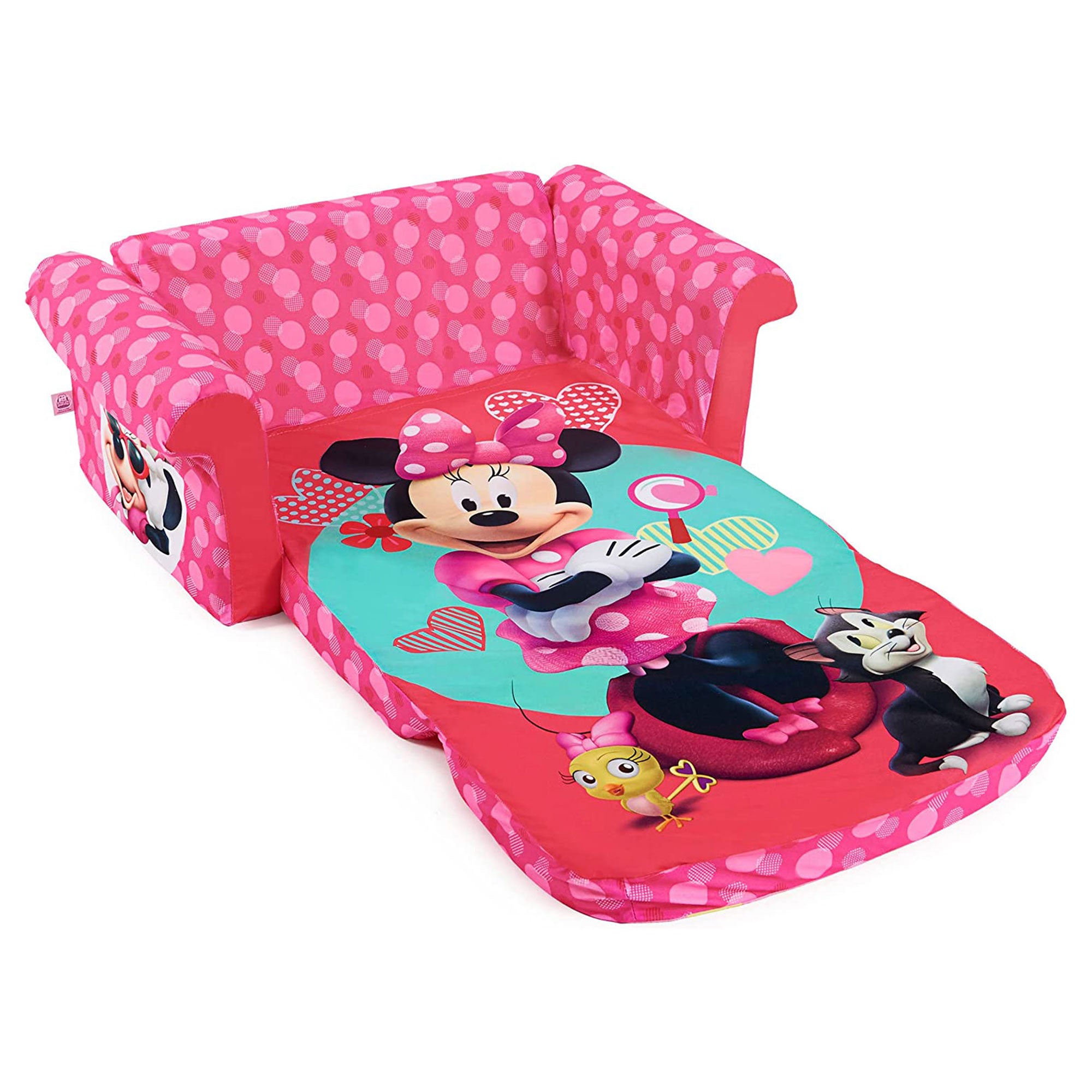 Marshmallow Furniture Kids 2-in-1 Flip Open Foam Compress Sofa Bed, Minnie Mouse - Smart-nests