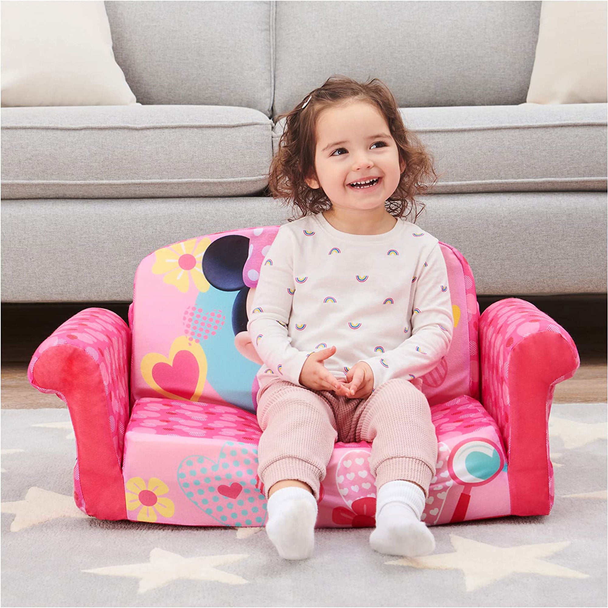 Marshmallow Furniture Kids 2-in-1 Flip Open Foam Compress Sofa Bed, Minnie Mouse - Smart-nests